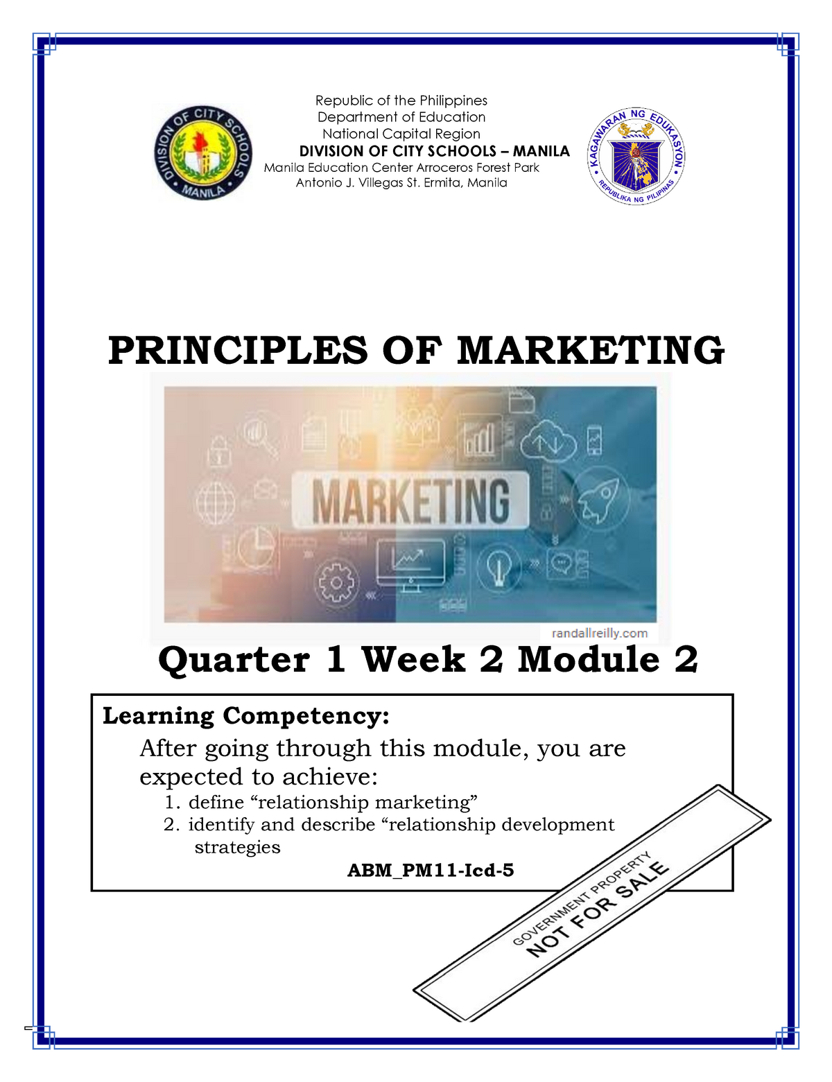 Principles of Marketing Marketing Quarter 1 Week-2 - Learning