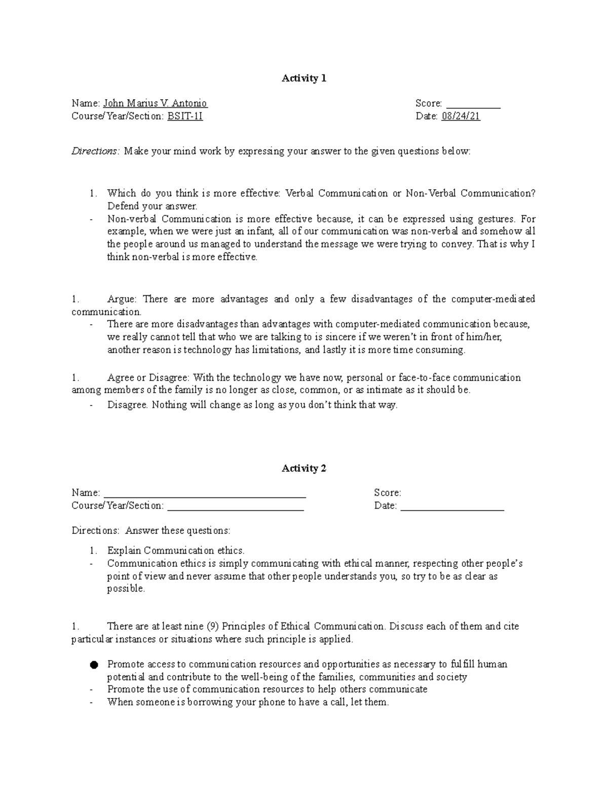 Pur Com Activity 1 - Activity 1 Name: John Marius V. Antonio Score ...