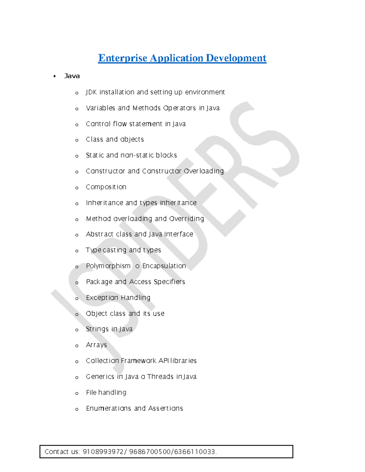 Java Full Stack - Contents of development - Enterprise Application ...