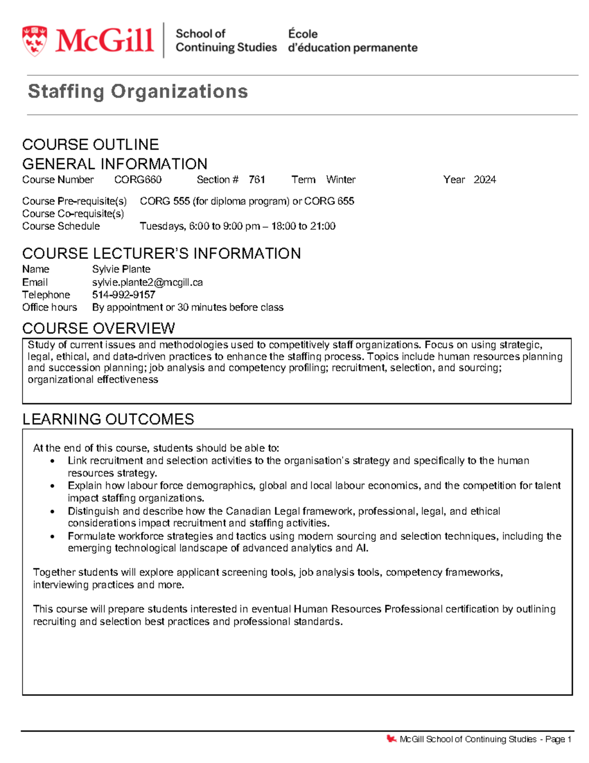 Cpd credit courseoutline CORG660 Winter 2024 v2 - COURSE OUTLINE ...