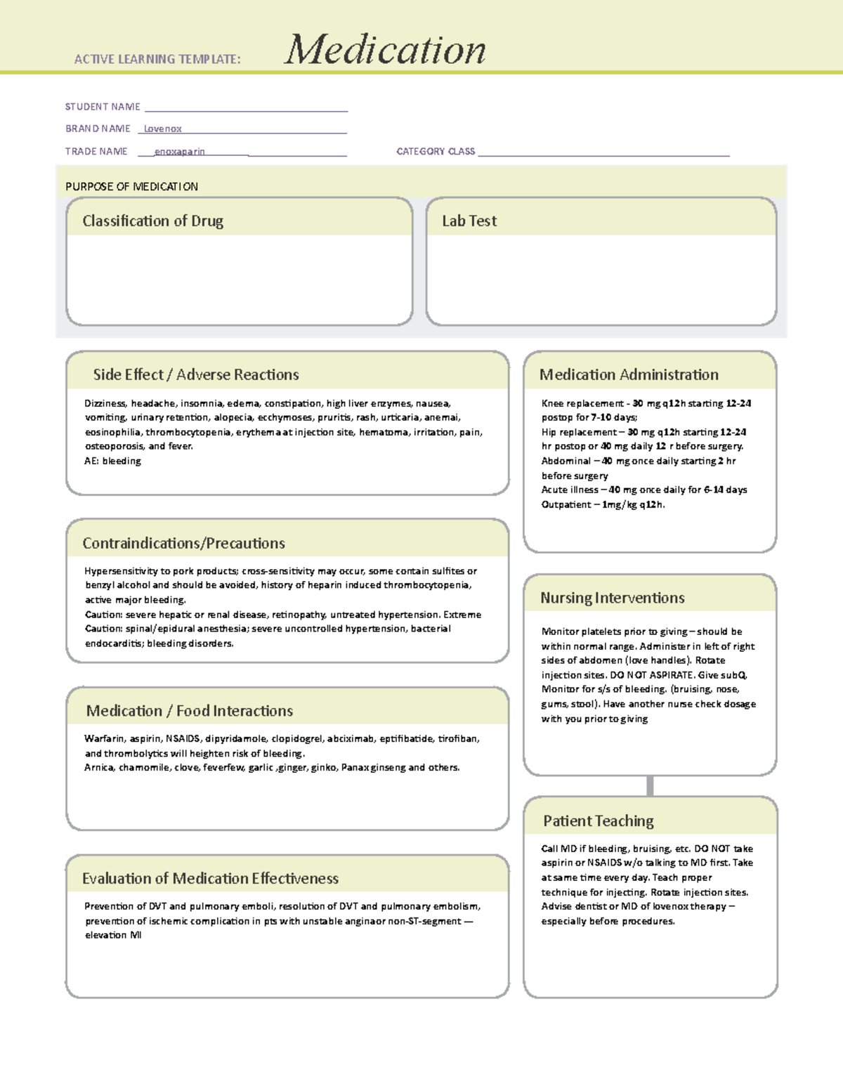 lovenox-med-sheet-student-name