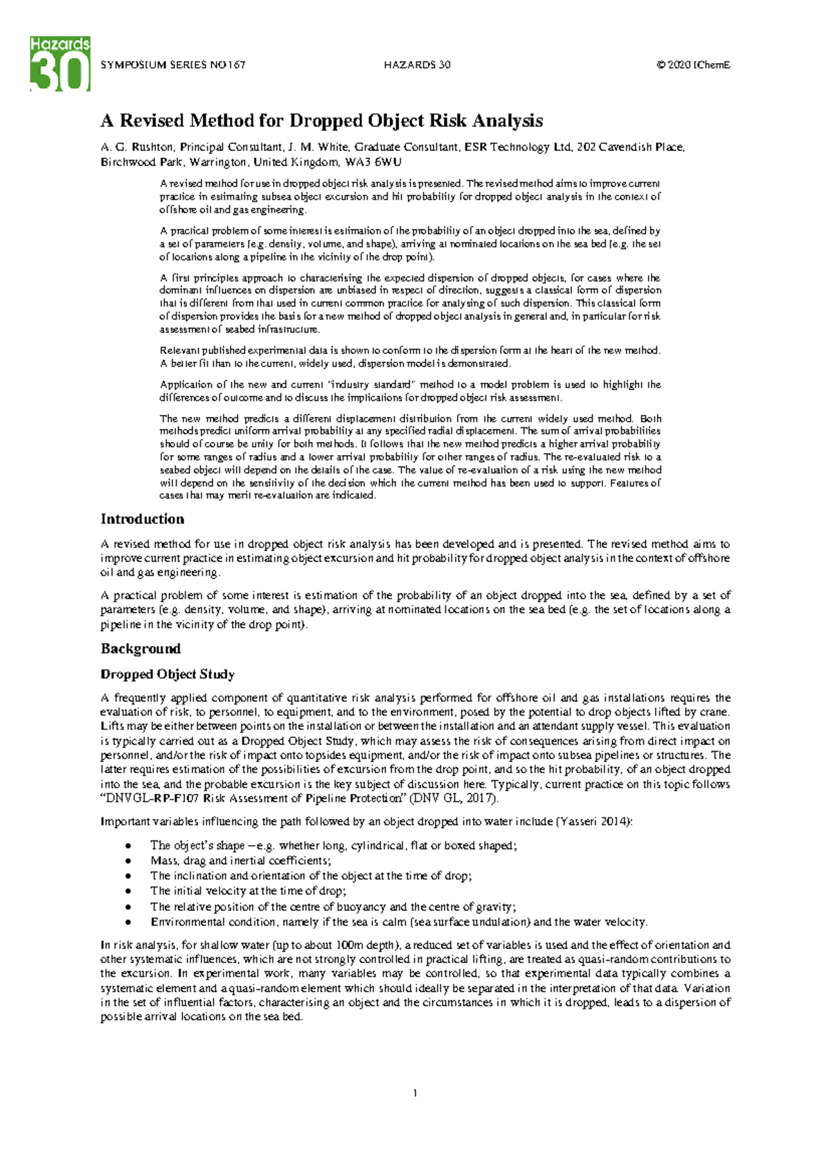 Hazards 30 paper 43 rushton - A Revised Method for Dropped Object Risk ...