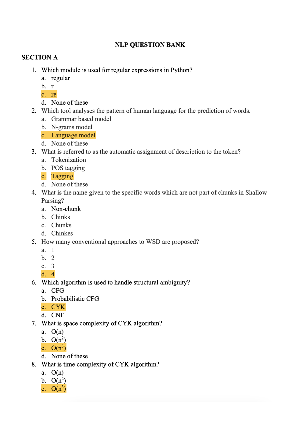 NLP Question Bank Solution - SECTION B Explain BPE Algorithm. The Byte ...