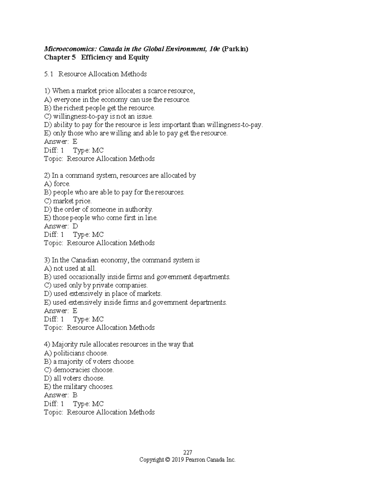 05 Park Micro 10e Tb Ch05 - Microeconomics: Canada In The Global ...