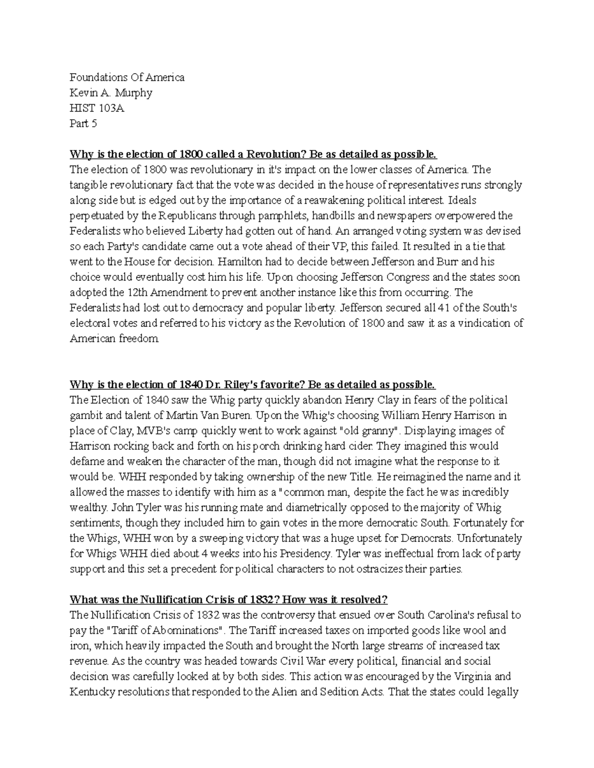 HIST 103A Part 5 Notes for Finals - Foundations Of America Kevin A ...