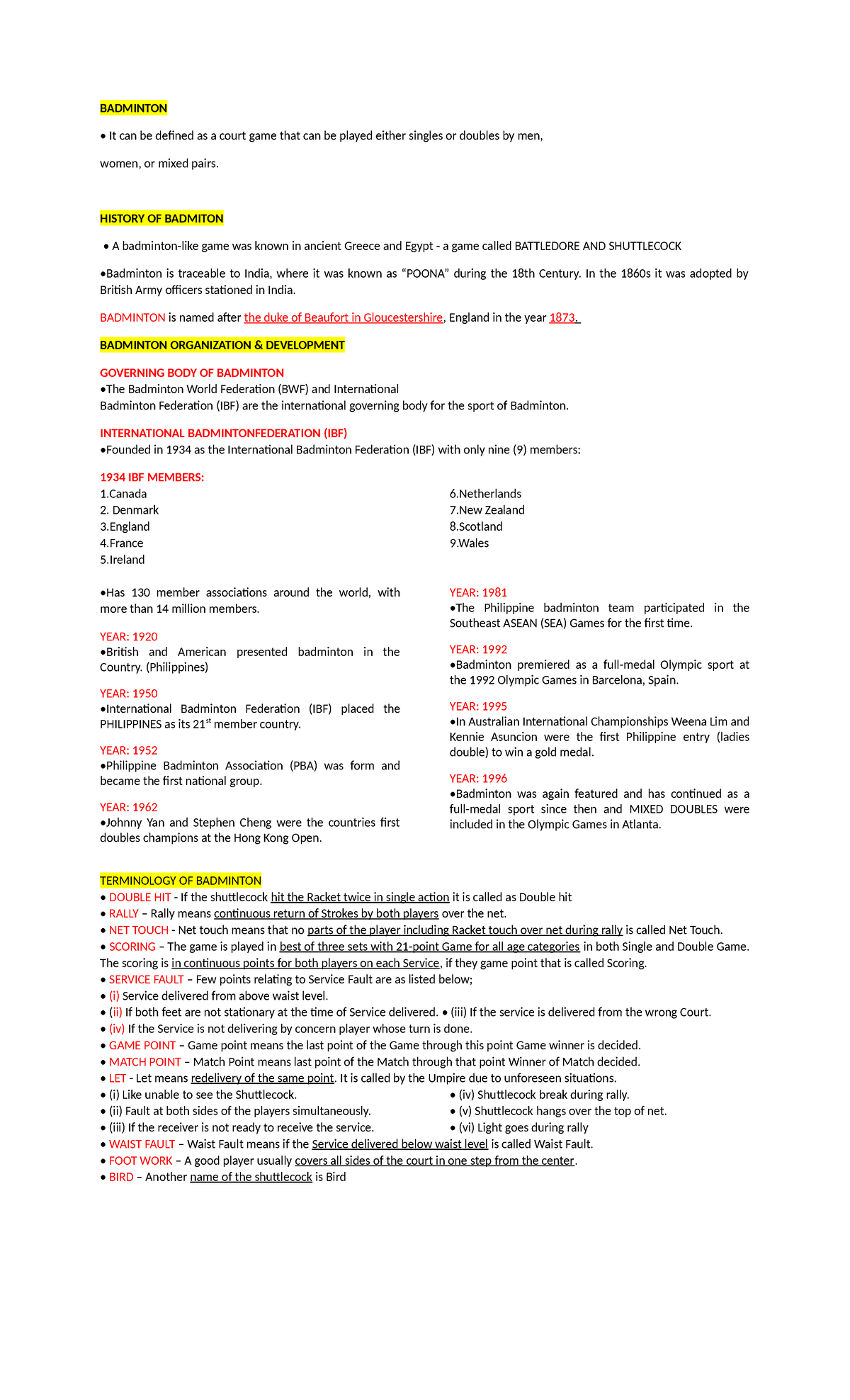 Badminton This file is for review purposes. BADMINTON It can be