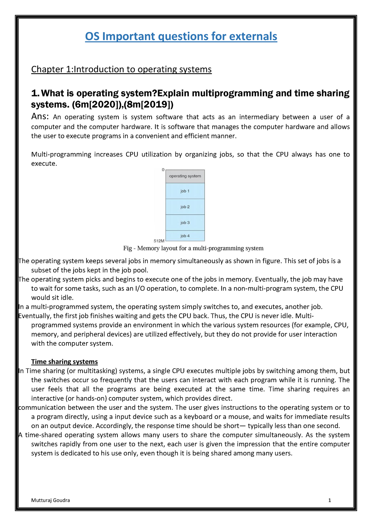 OS Important questions for externals - OS Important questions for ...