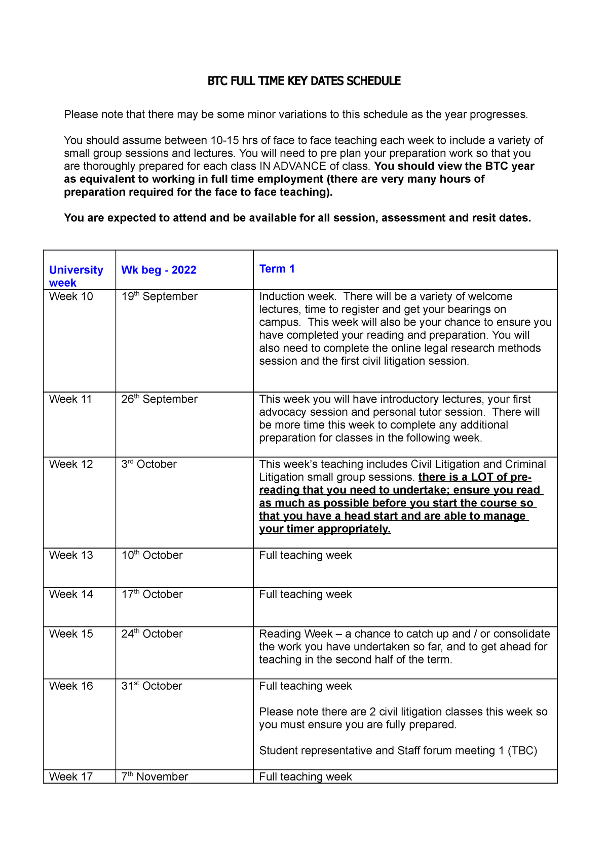 btc schedule 2022