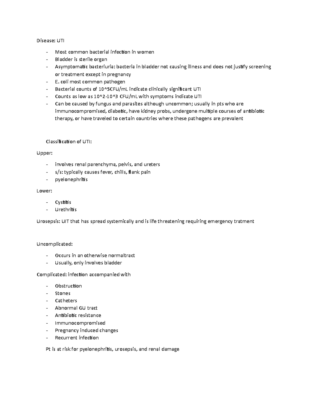 UTI concept map - 10th ed - Medical-Surgical Nursing - Disease: UTI ...