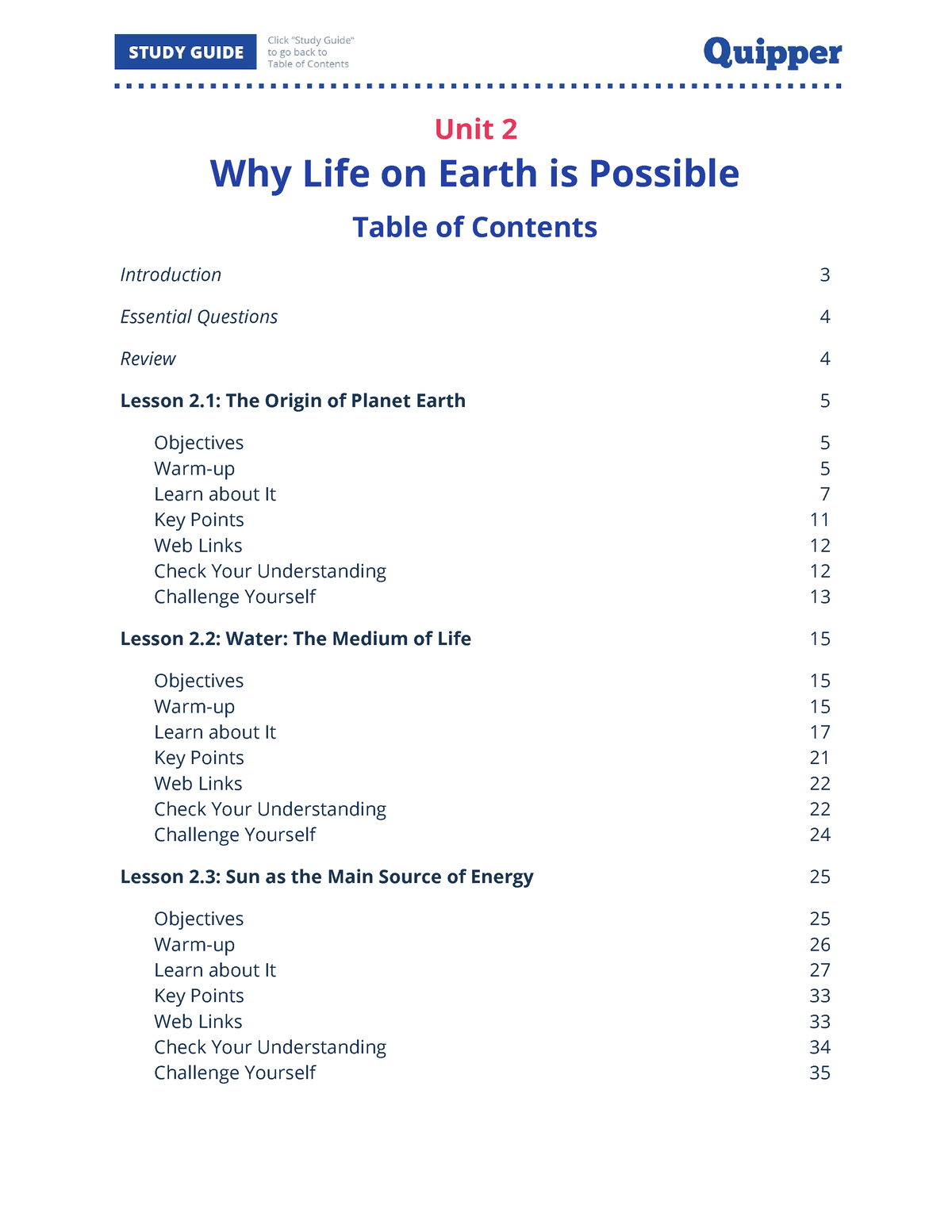 Earth Science SHS Unit 2 Why Life On Earth Is Possible (Study Guide ...