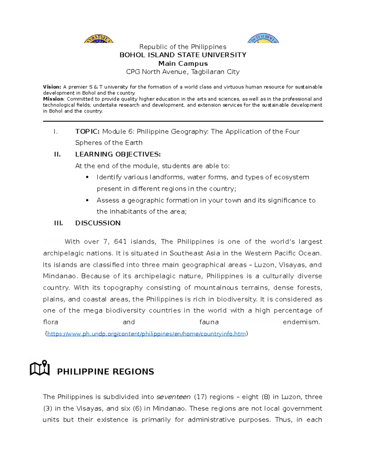 Module 6 Philippine Geography The Application of the Four Spheres of ...