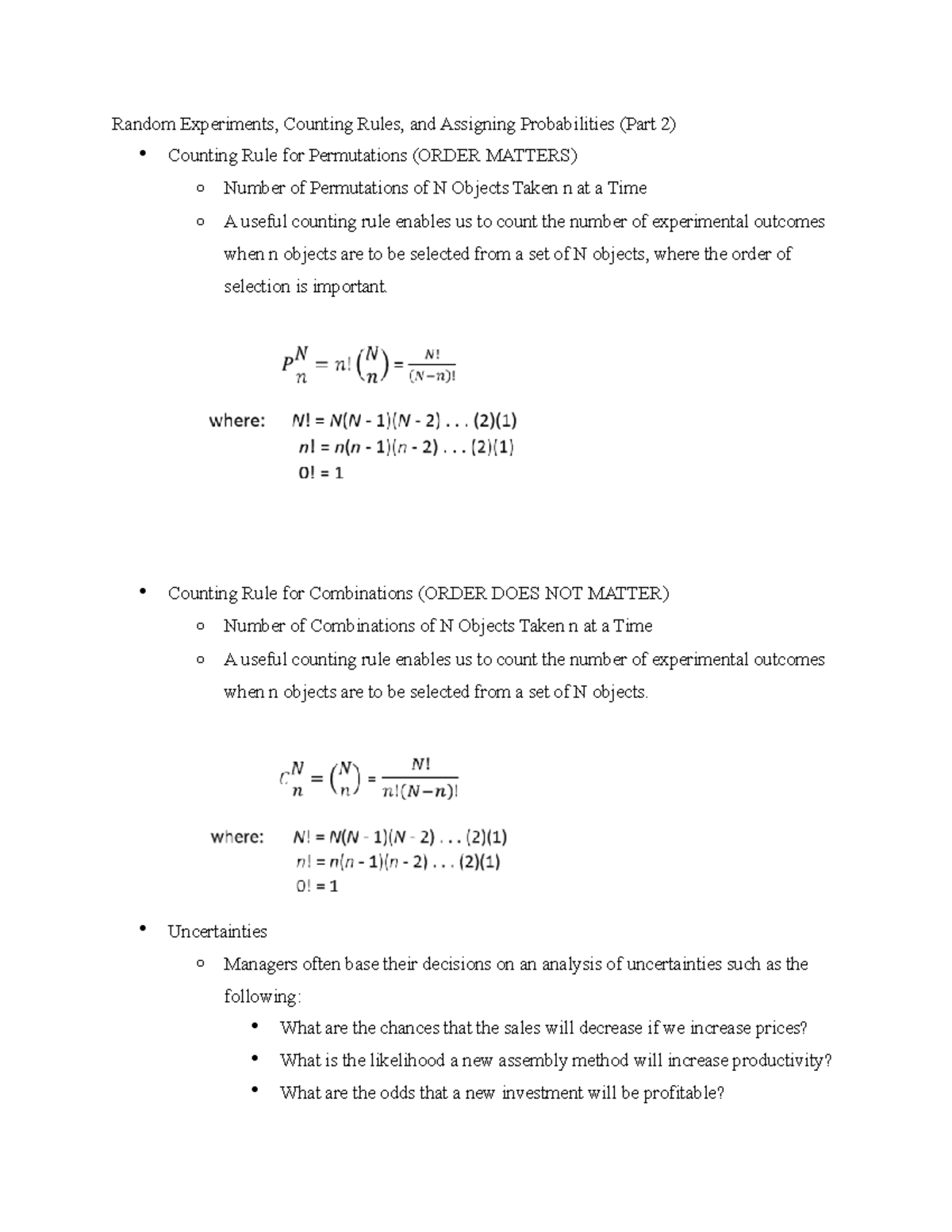 Random Experiments, Counting Rules, and Assigning Probabilities (Part 2 ...