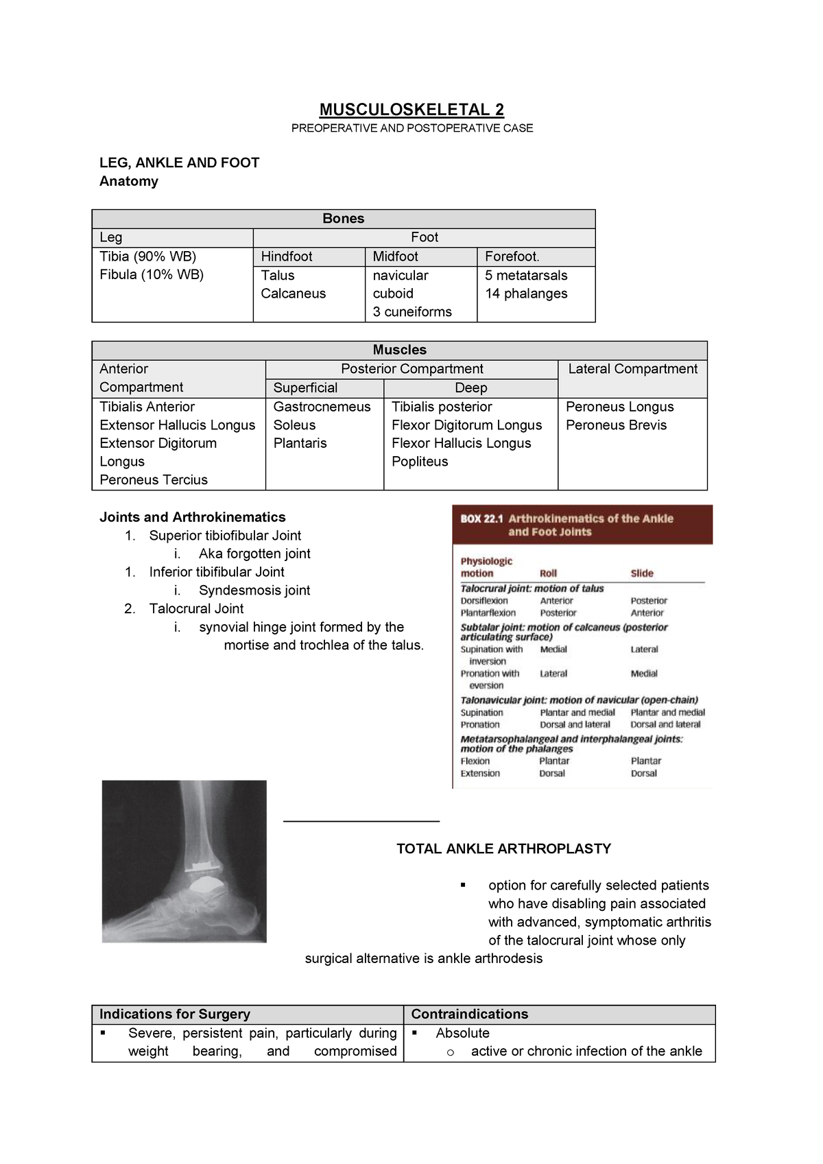 Ankle Complex Notes - Physical Therapy - Studocu