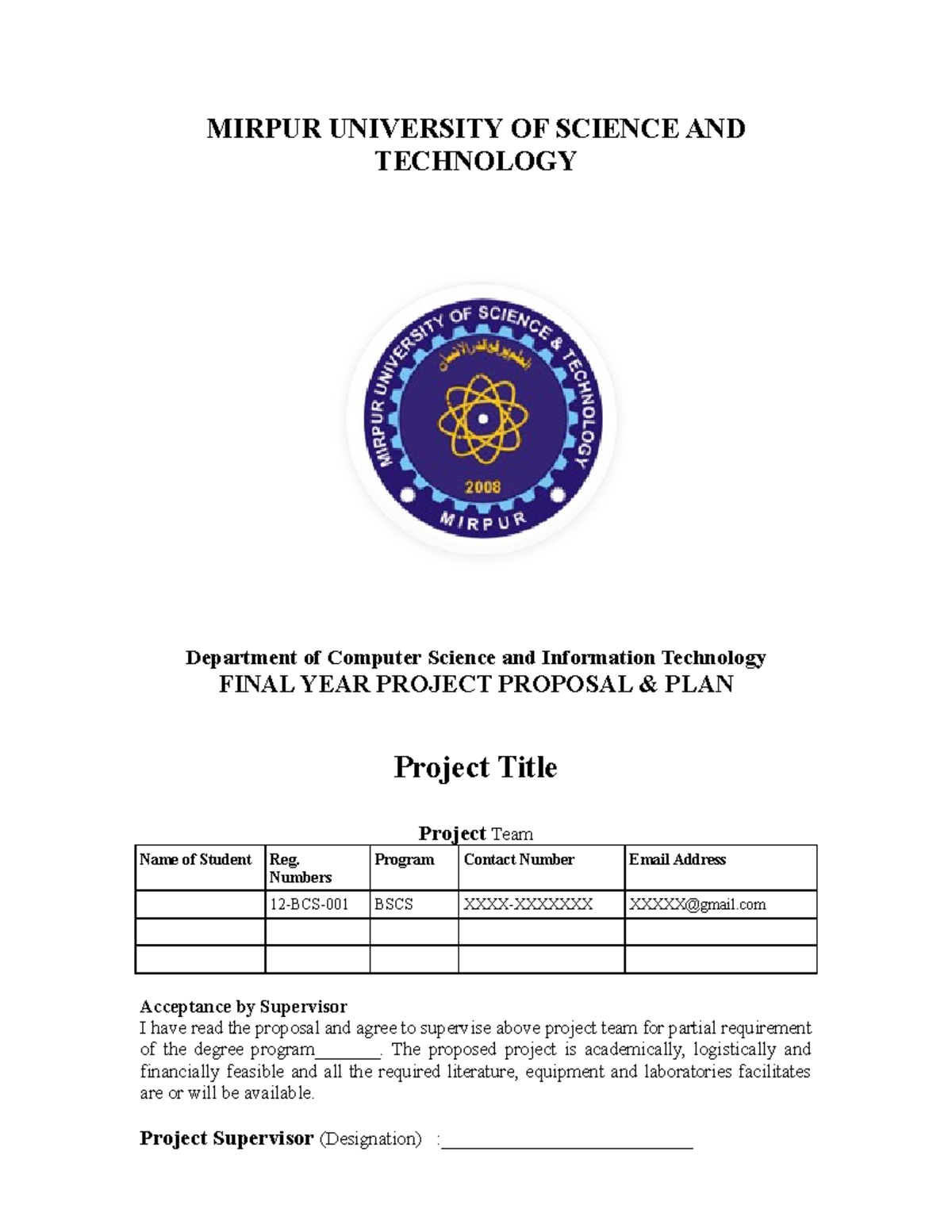 Final Proposal and plan - MIRPUR UNIVERSITY OF SCIENCE AND TECHNOLOGY ...