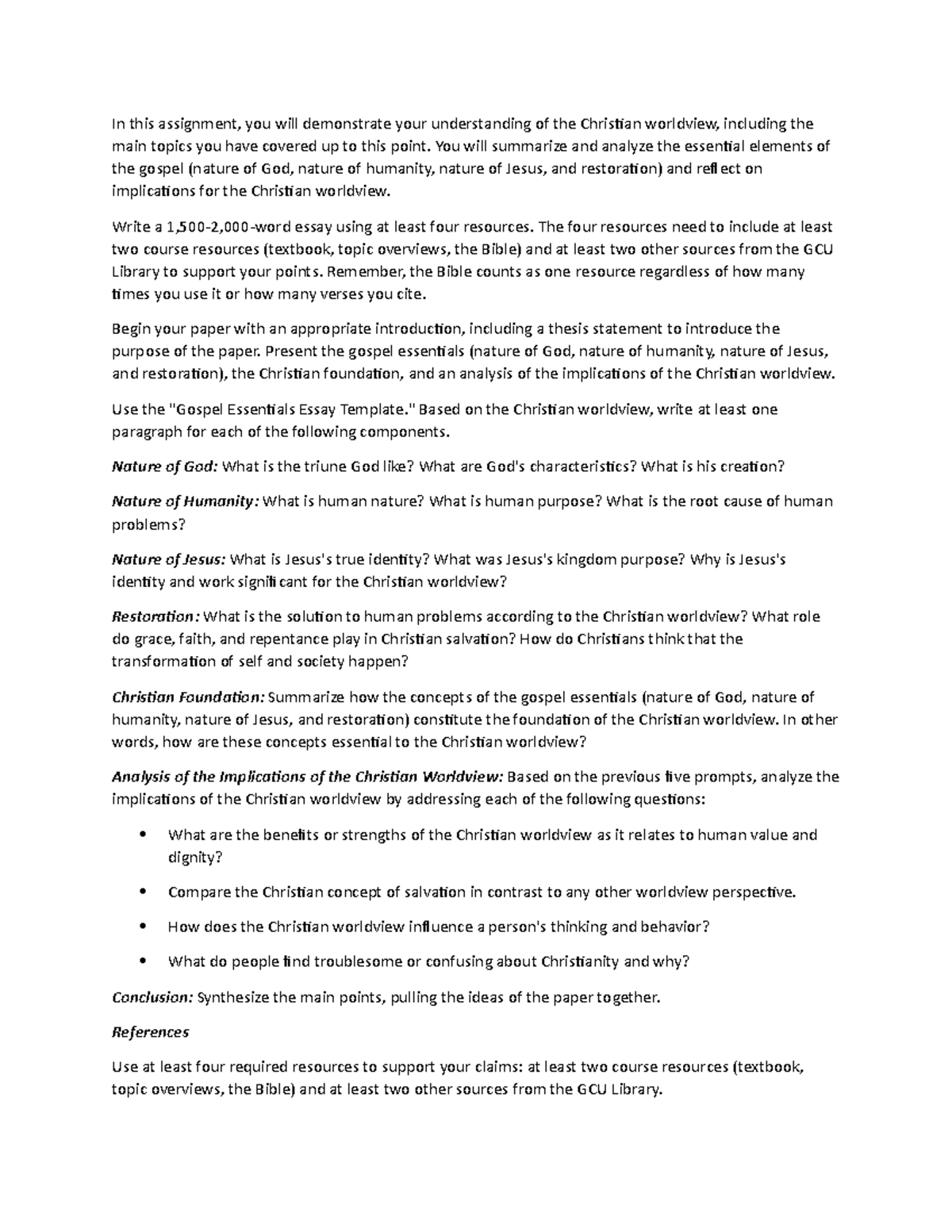 Gospel Essentials Essay Template - In this assignment, you will ...