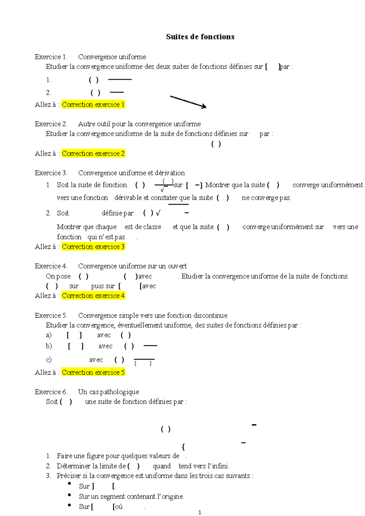 Exercices Corriges Suite De Fonctions - B) [ ] Avec ( ) C) Avec ...