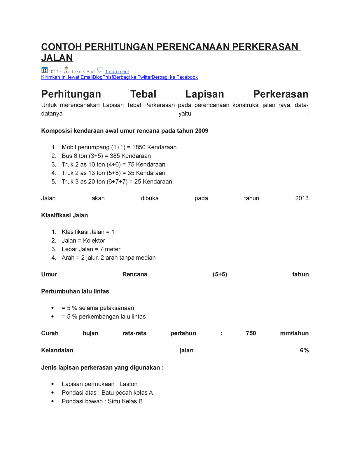 Contoh Perhitungan Perencanaan Perkerasa - CONTOH PERHITUNGAN ...