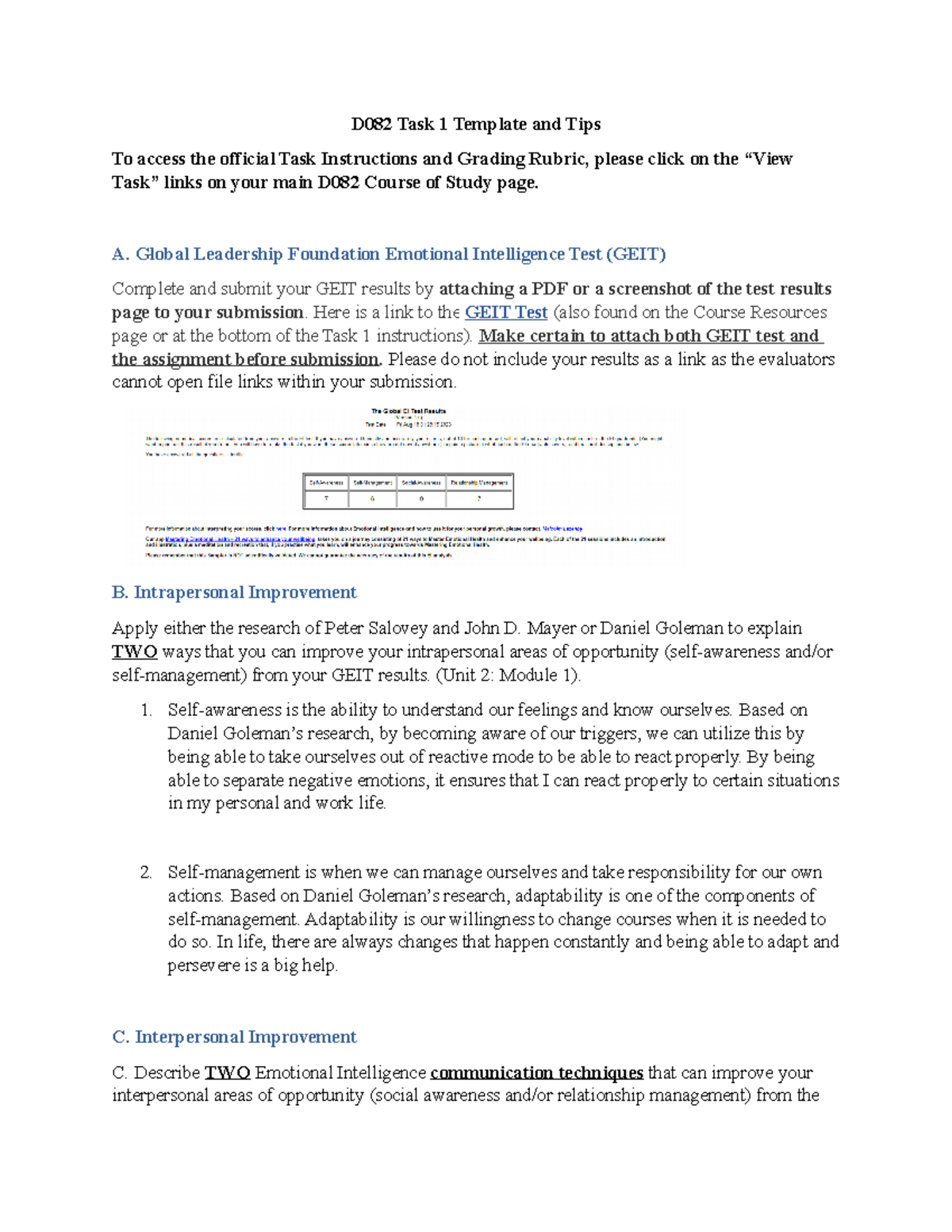 D082 Task 1 - What I Submitted For Task 1. Passed - D082 Task 1 ...