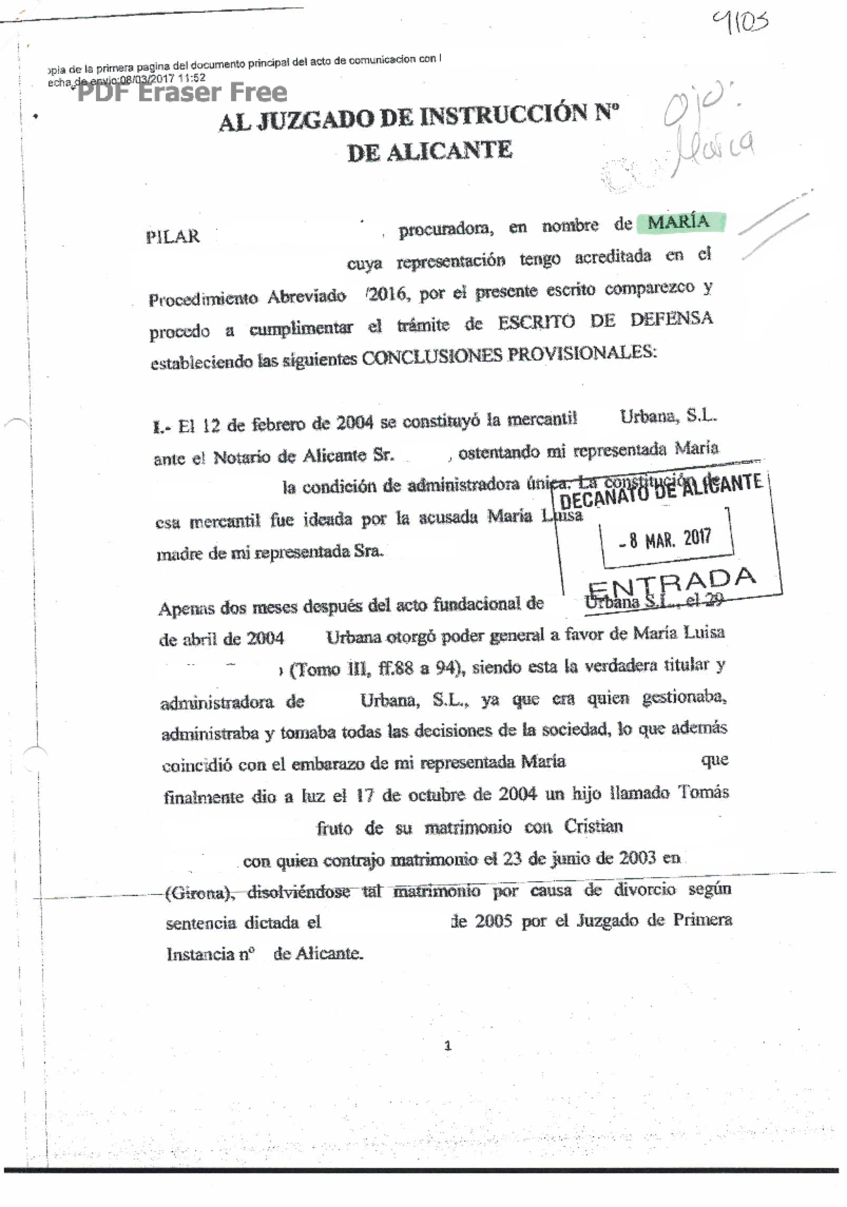 Escrito Defensa Estafa Maria - Derecho Procesal - Studocu