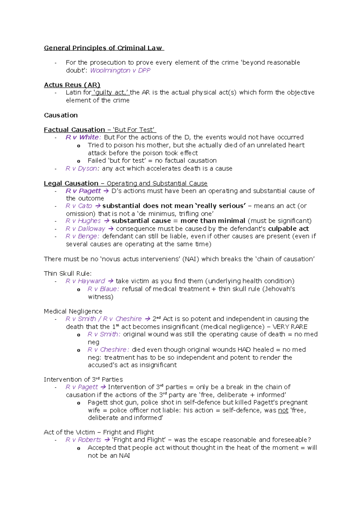 General Principles of Criminal Law - Notes - General Principles of ...