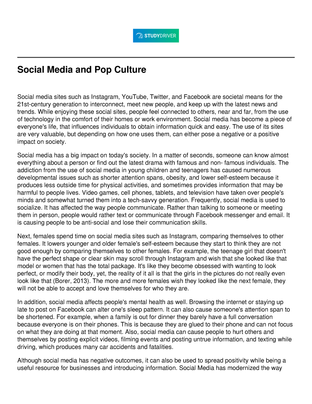 social media and pop culture essay