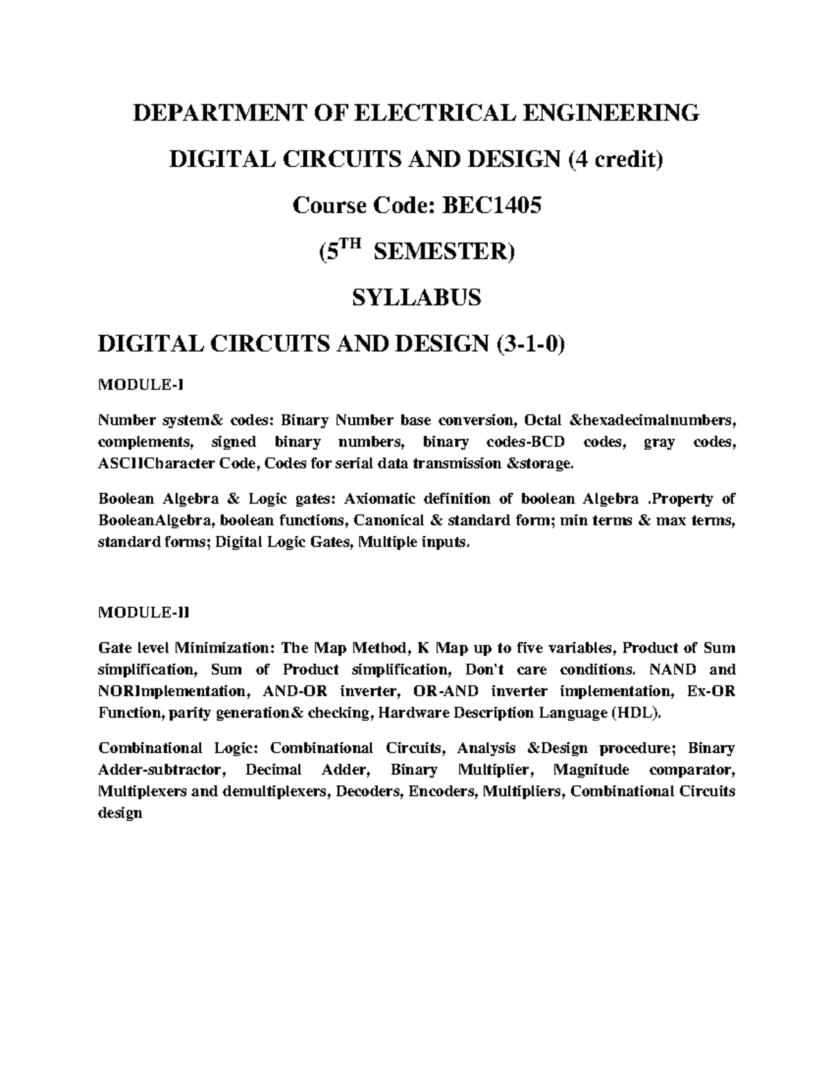 Digital Elctronics Lecture Notes - DEPARTMENT OF ELECTRICAL ENGINEERING ...