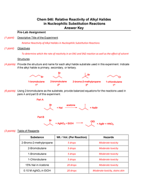 reactivities of some alkyl halides lab report