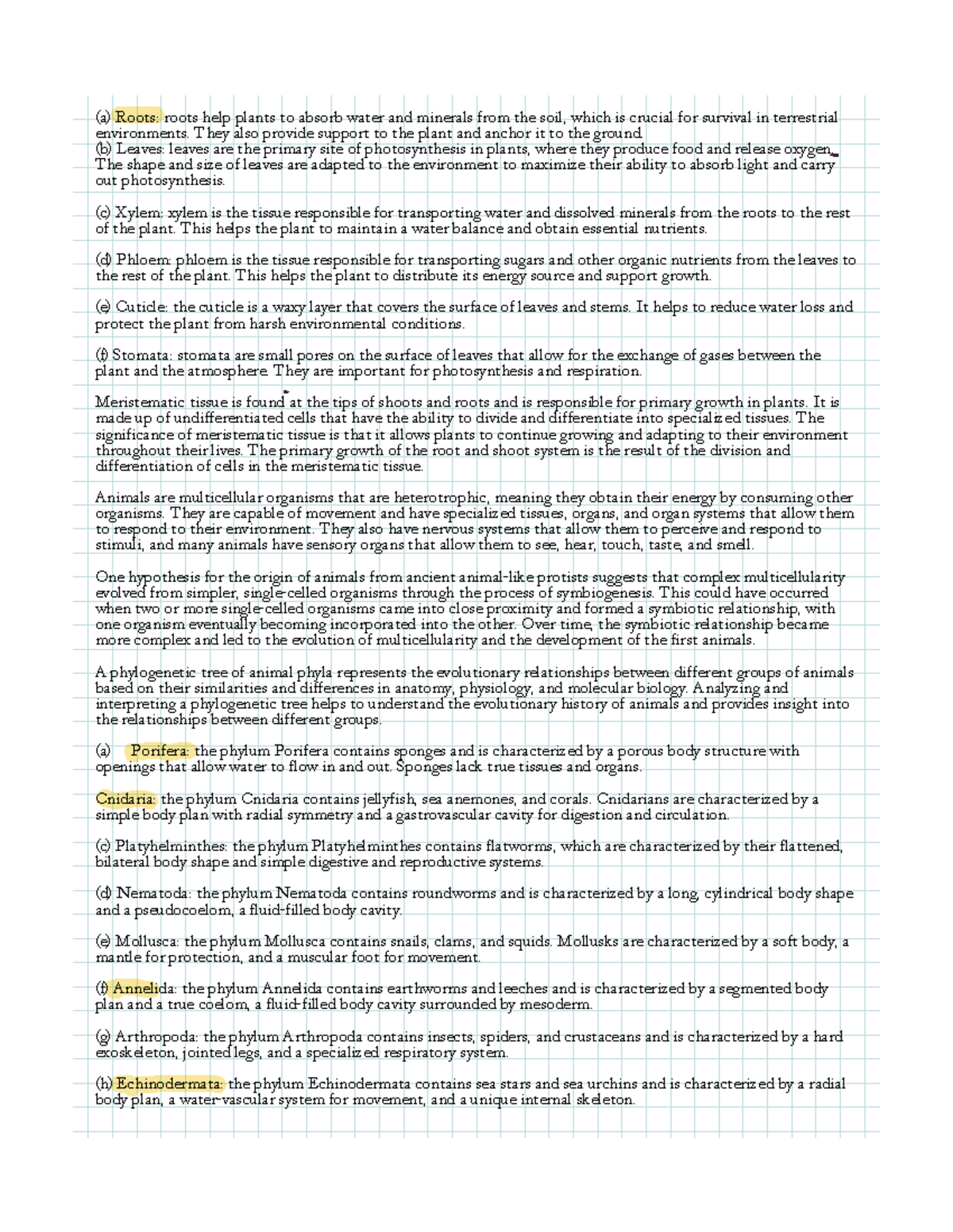 Note Feb 6, 2023 Lectures note (a) Roots roots help plants to absorb water and minerals