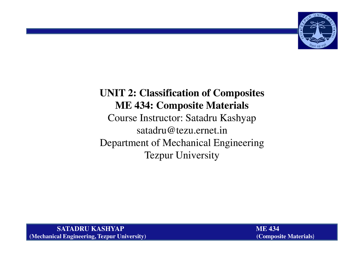 02 Unit 2 Classification of Composites UNIT 2 Classification of