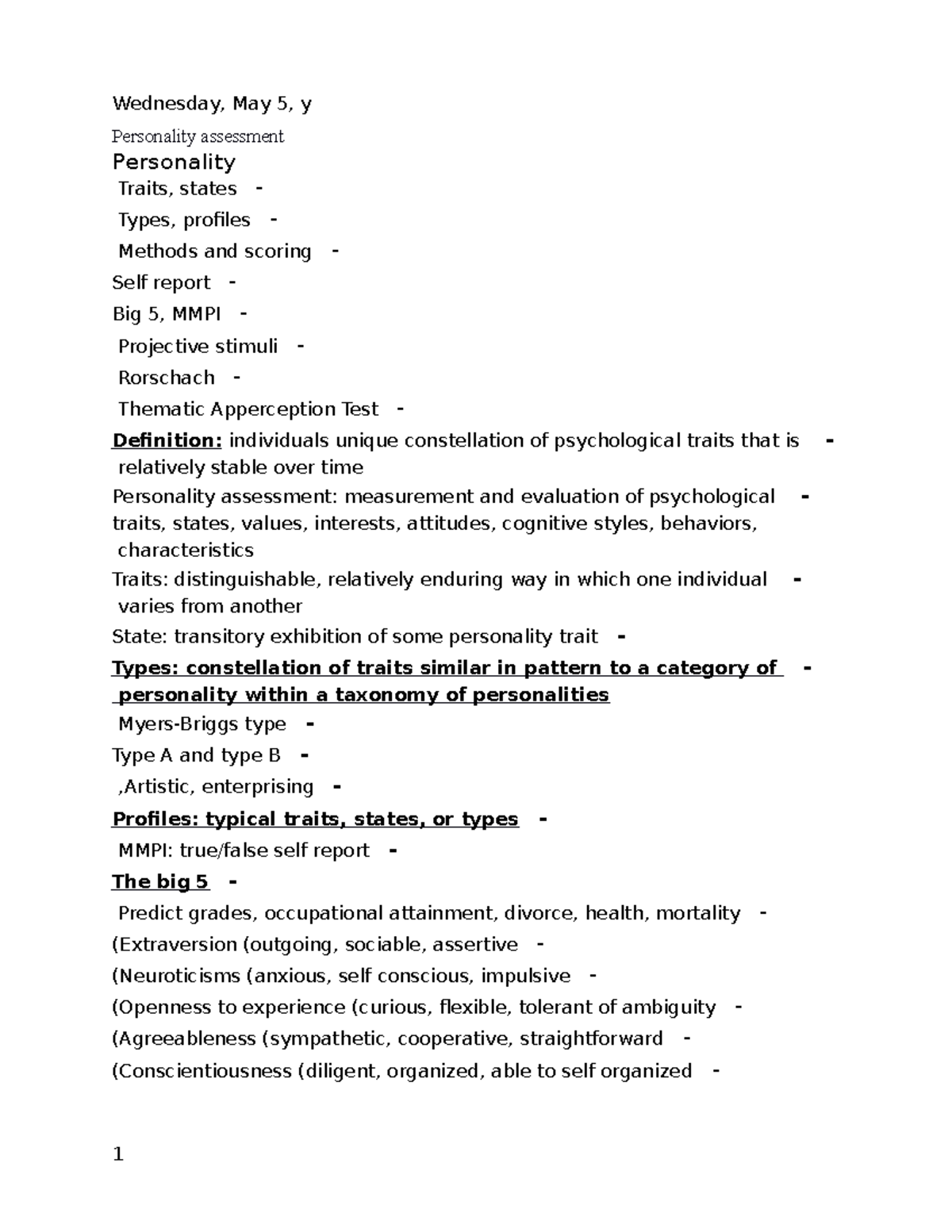 personality-assessment-studocu