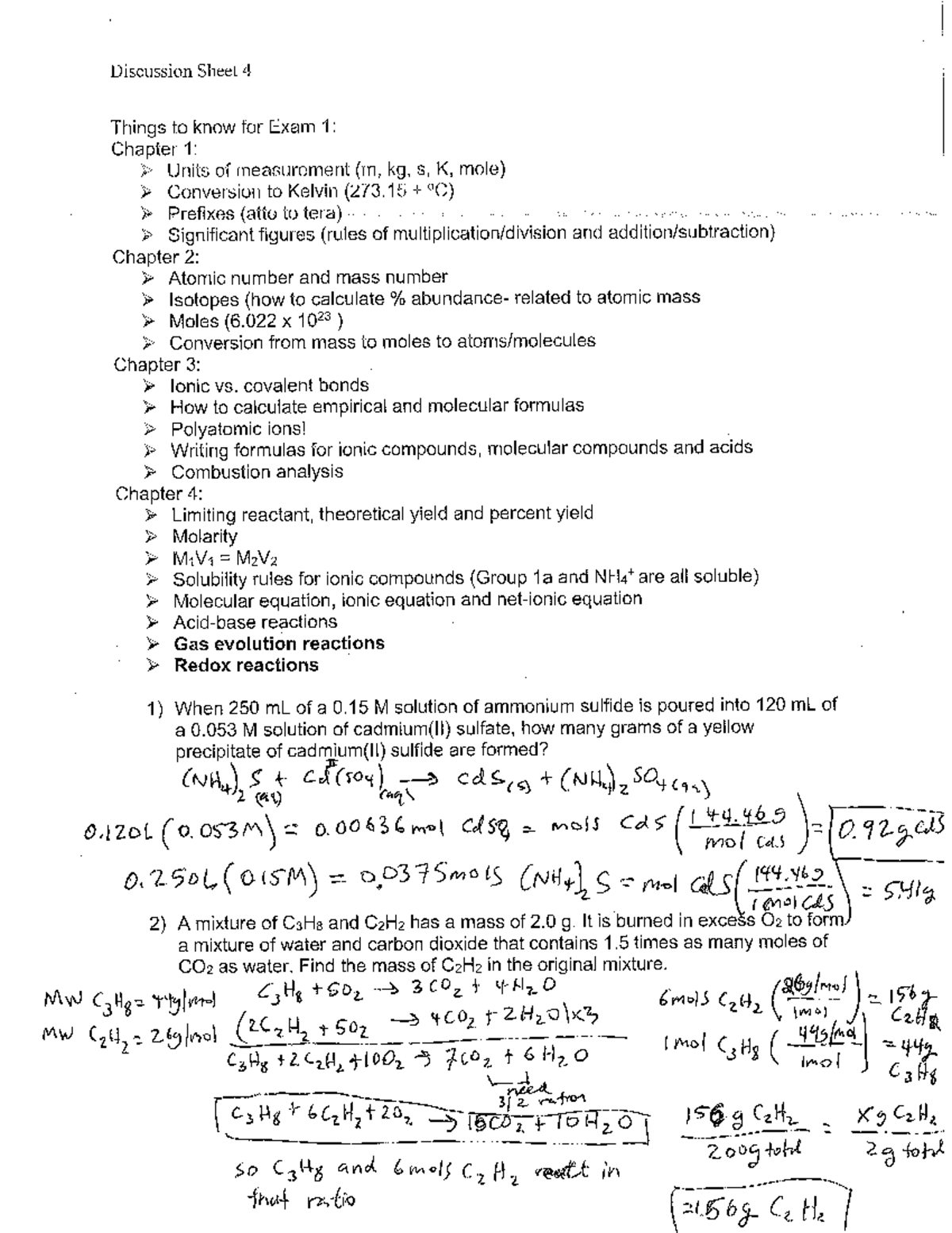 Answers to Practice Questions for Chemical Reactions and Chemical ...