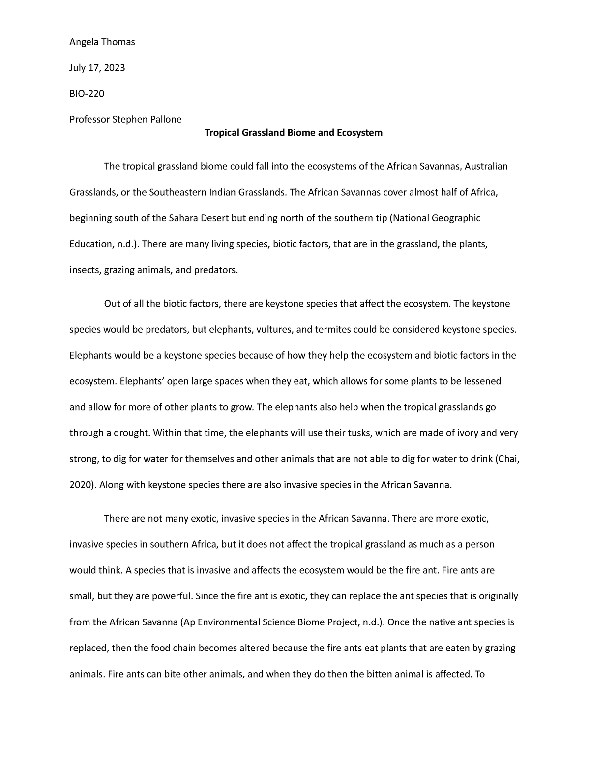 bio 220 topic 2 essay