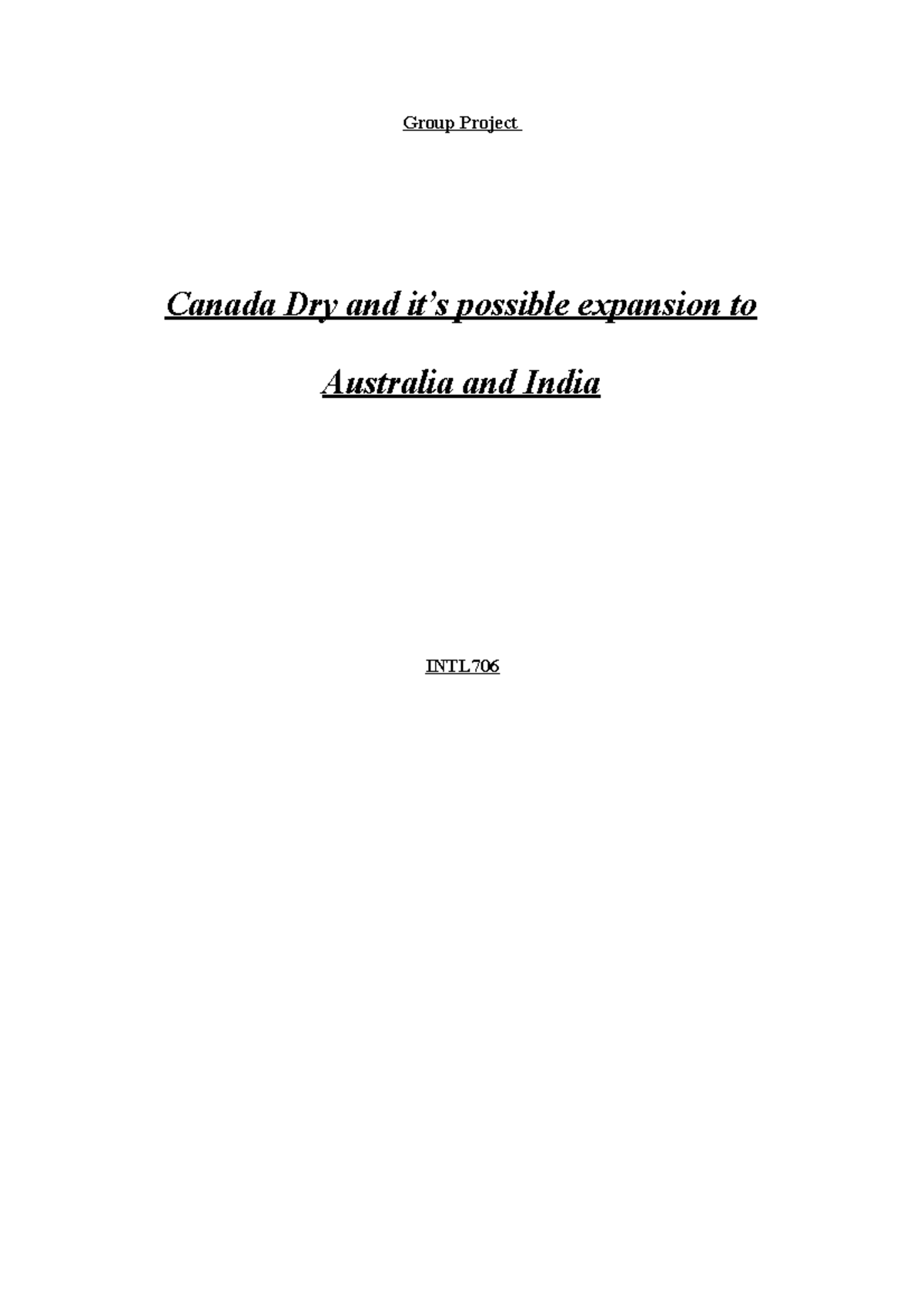 global-business-report-group-project-canada-dry-and-it-s-possible