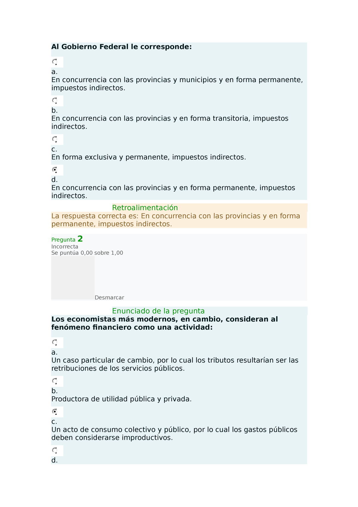 Examen Recuperatorio Tributario - Al Gobierno Federal Le Corresponde: A ...