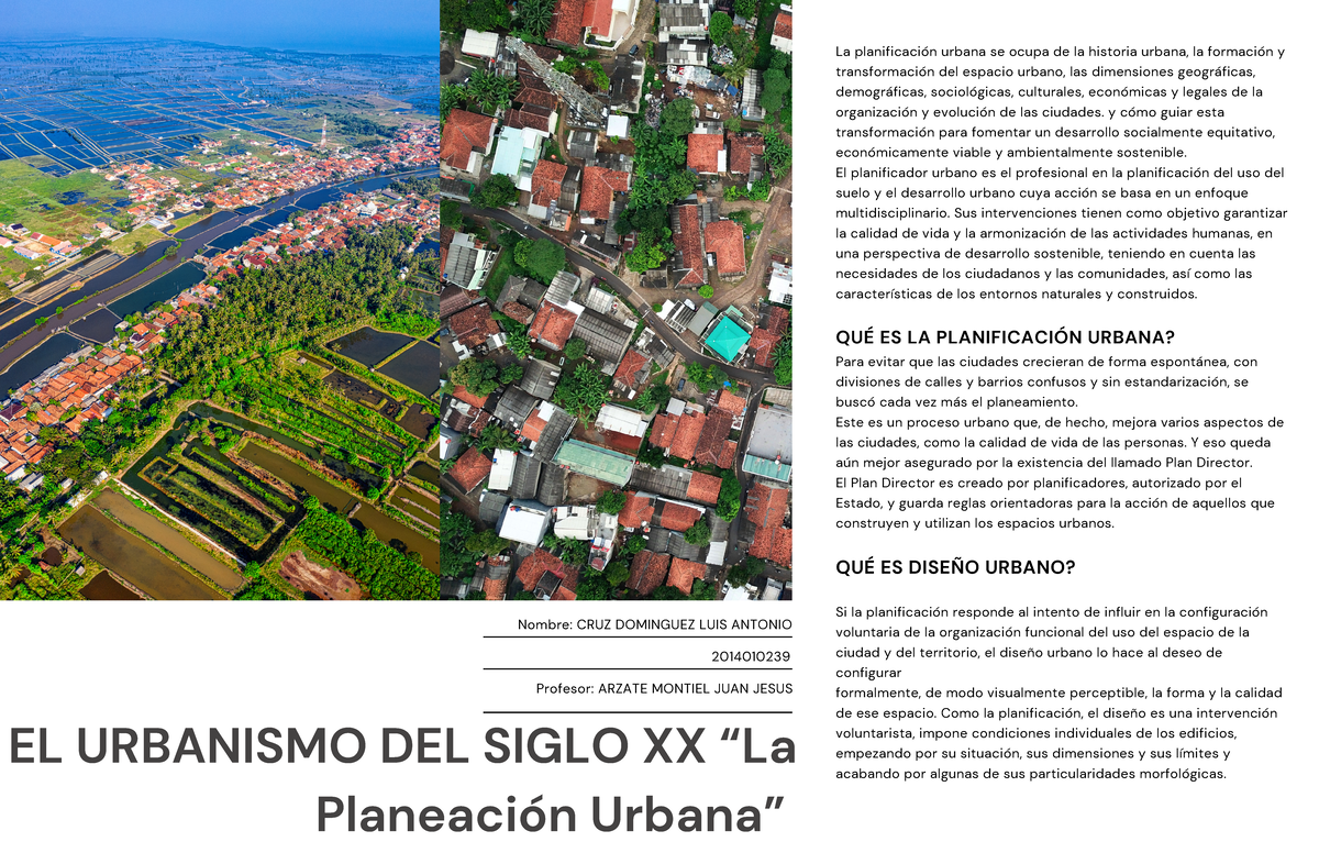 EL Urbanismo DEL Siglo XX “La Planeación Urbana”-2 - Profesor: ARZATE ...