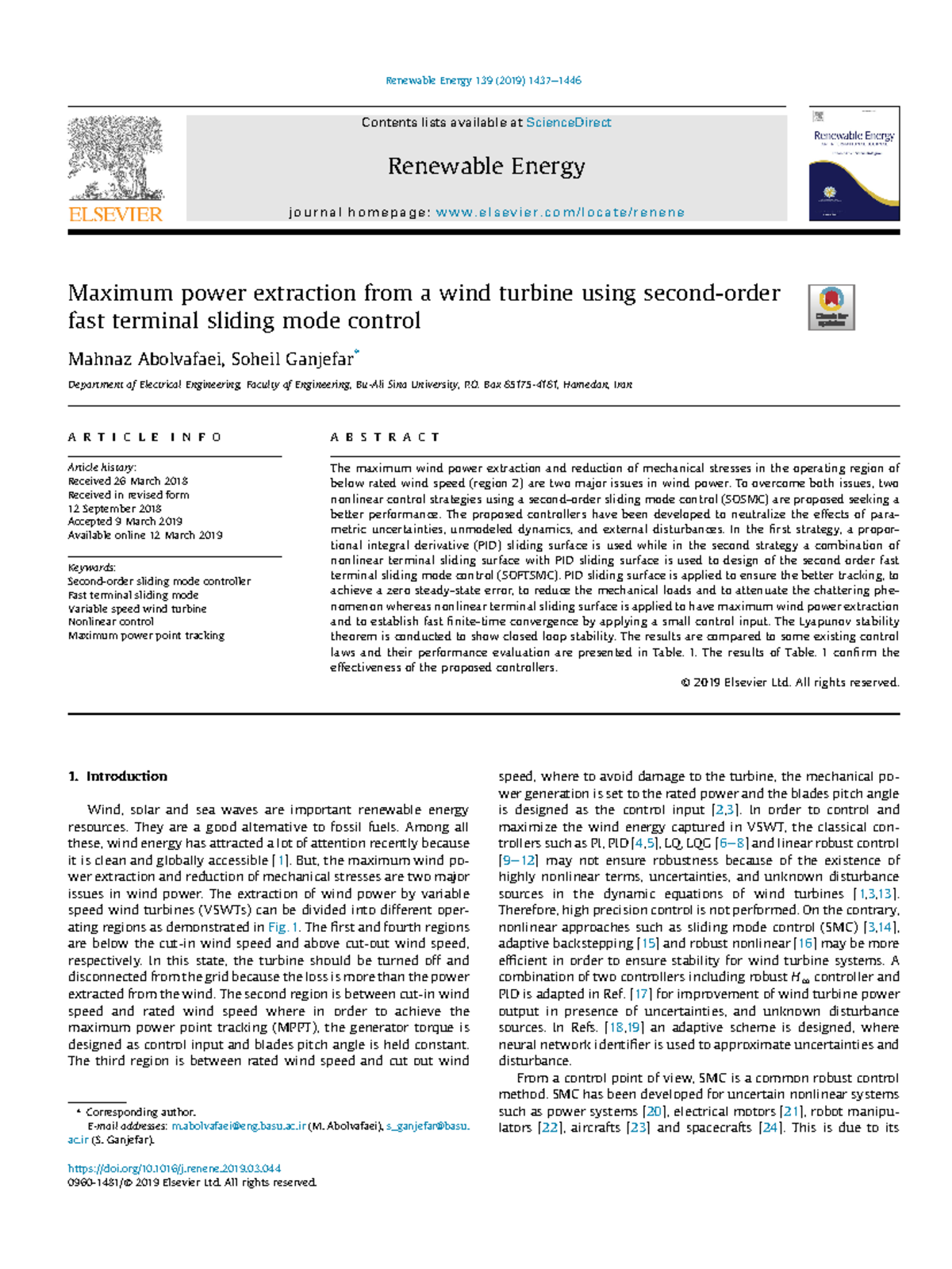 Abolvafei - Maximum power extraction from a wind turbine using second ...