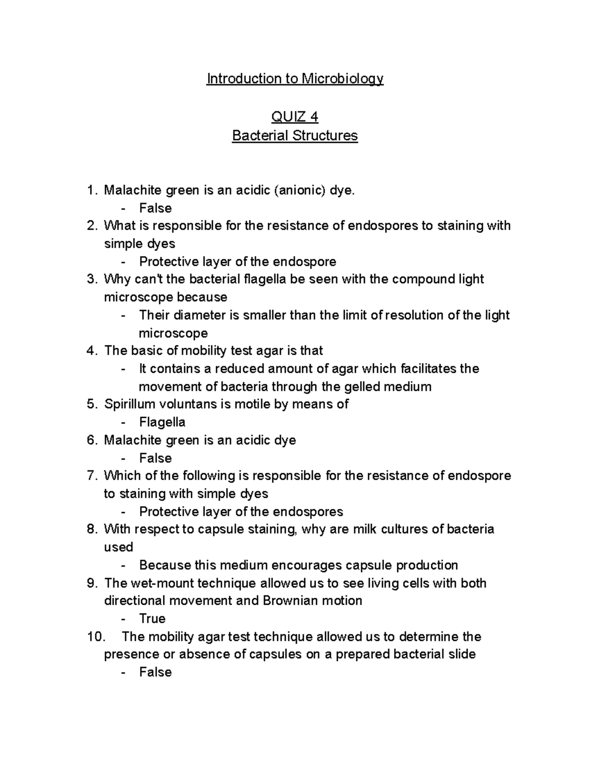 Intro To Micro Lab Quiz 4 - Introduction To Microbiology QUIZ 4 ...