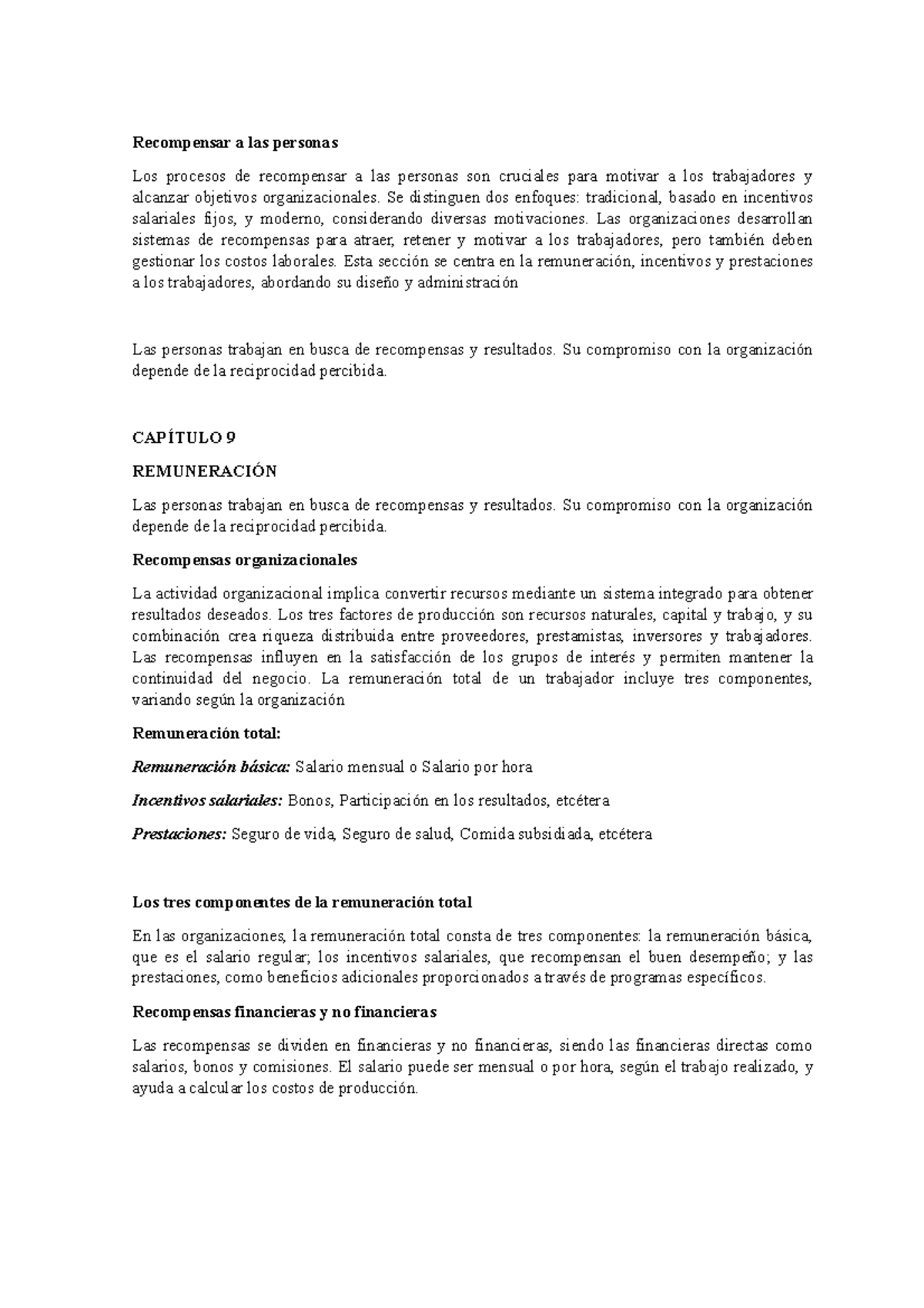 Remuneracion - Recompensar a las personas Los procesos de recompensar a ...