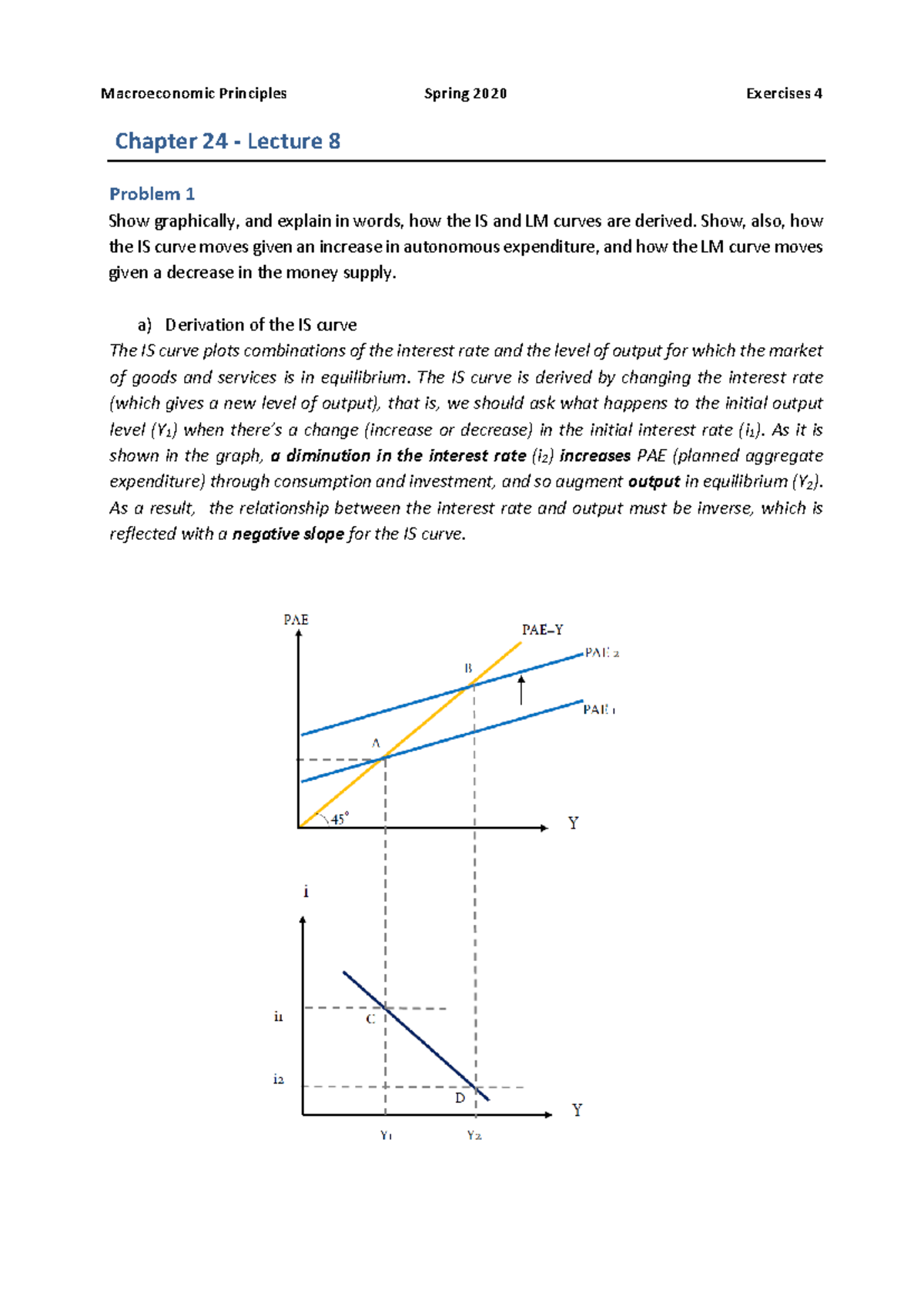 2020 S1 Macroeconomic Principles Exercises 4 Solutions - Chapter 24 ...