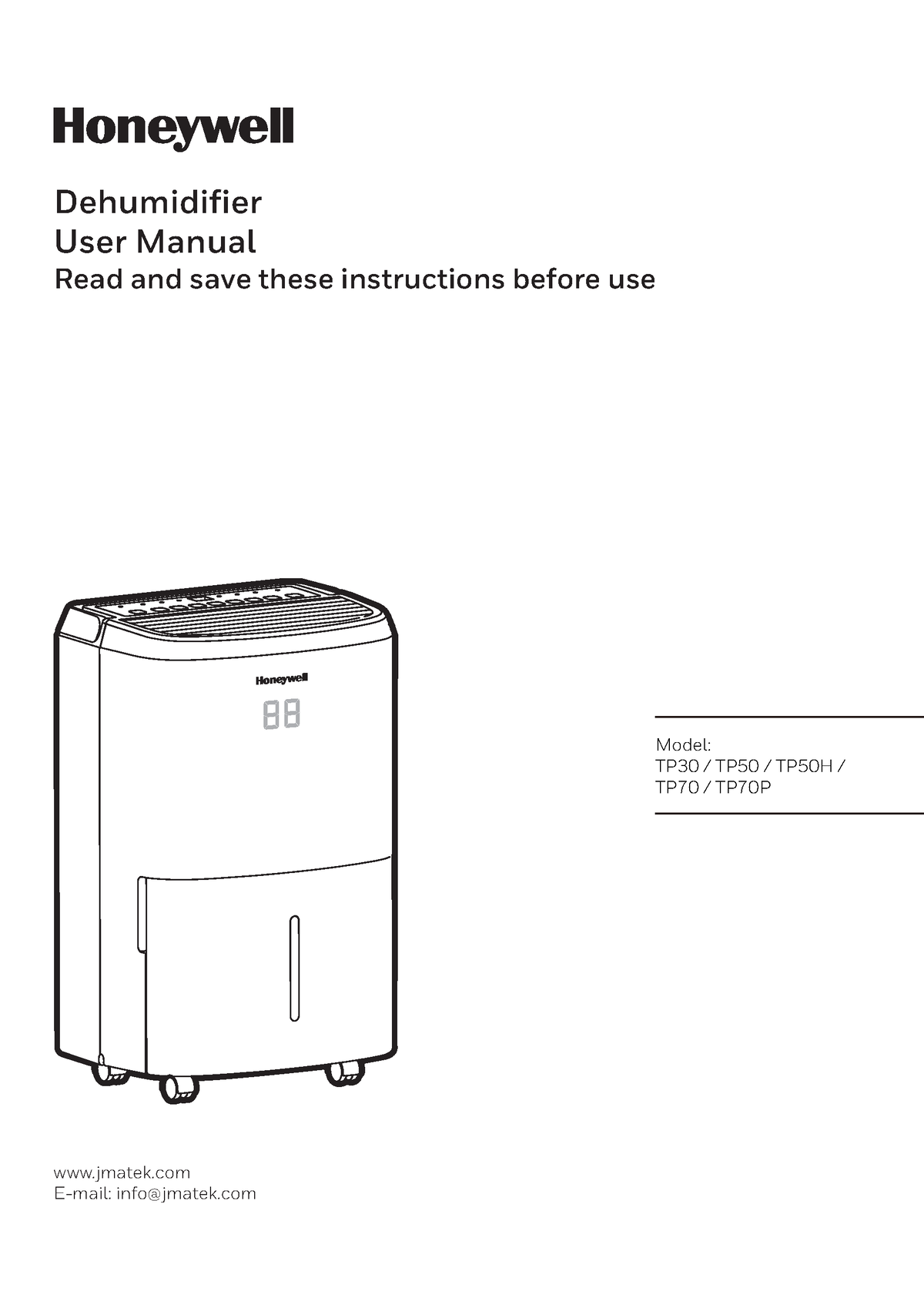 Honeywell Tp Series Dehumidifier Manual - Model: TP30 / TP50 / TP50H ...