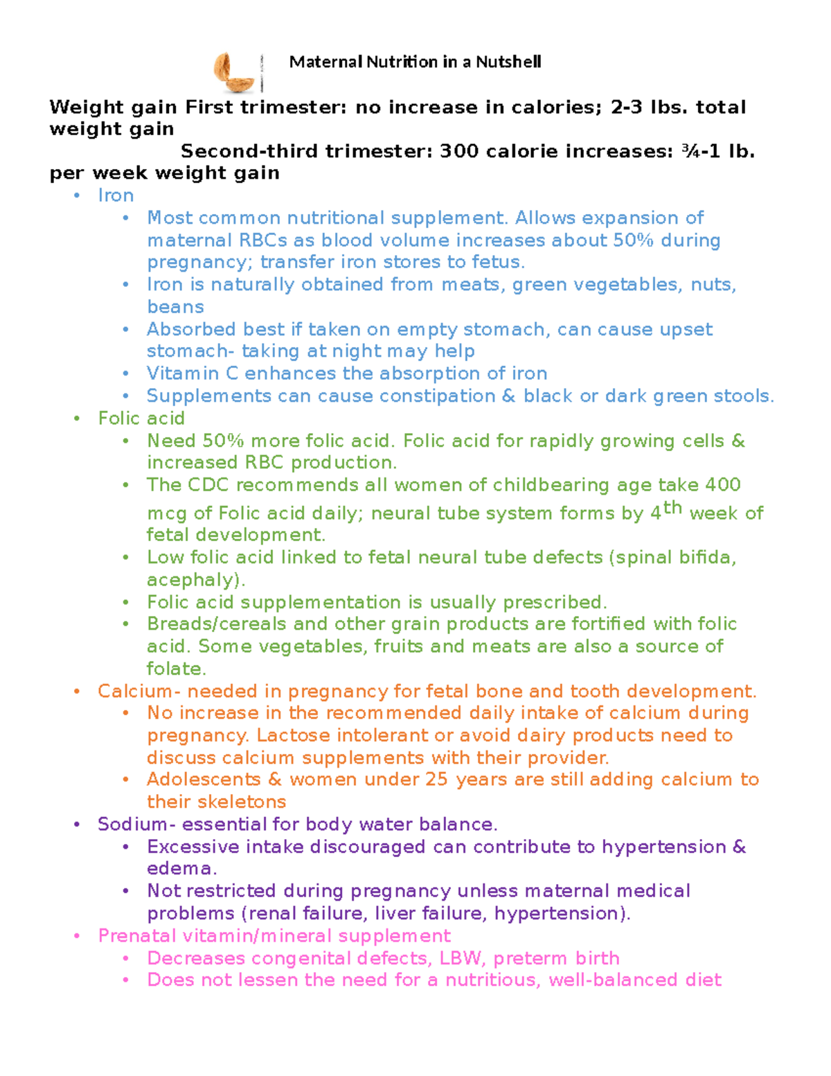 Maternal Nutrition in a Nut Shell Maternal Nutrition in a Nutshell
