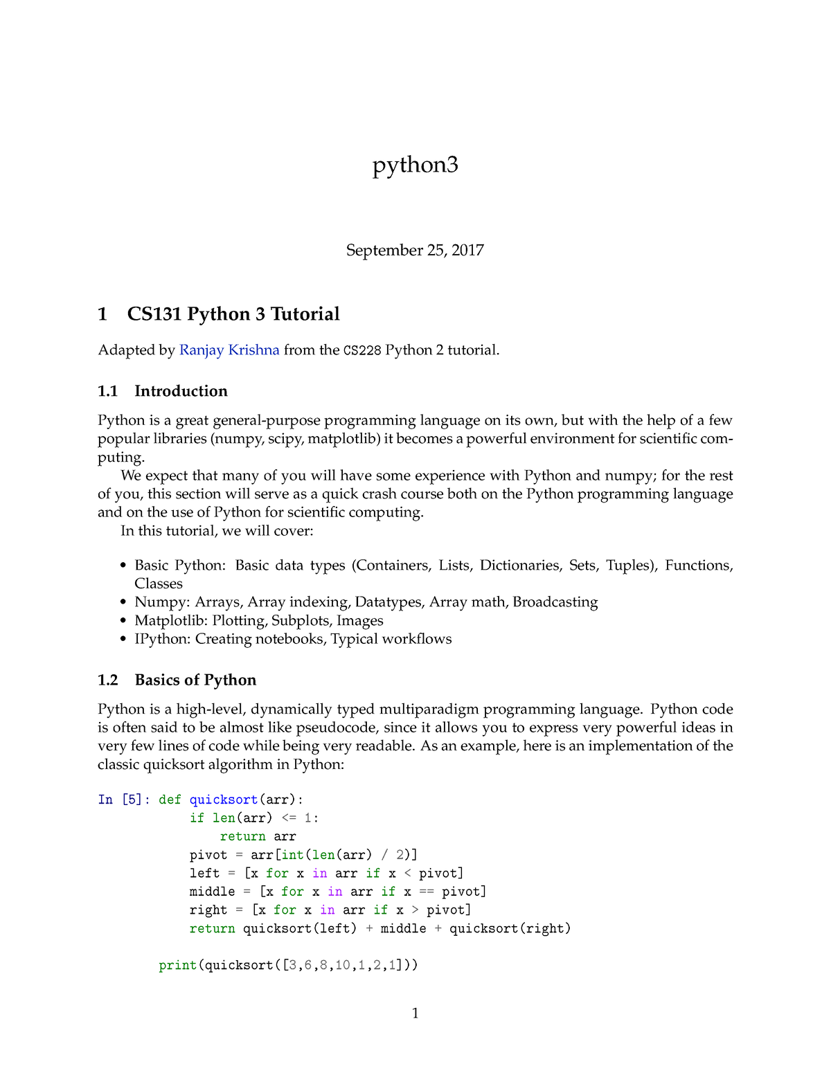 Python Tutorial - Python September 25, 2017 1 CS131 Python 3 Tutorial ...