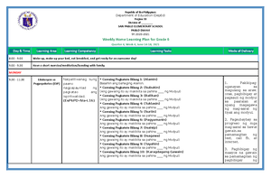 Grade 6 ALL Subjects WHLP Q4 W8 - Weekly Home Learning Plan for Grade 6 ...