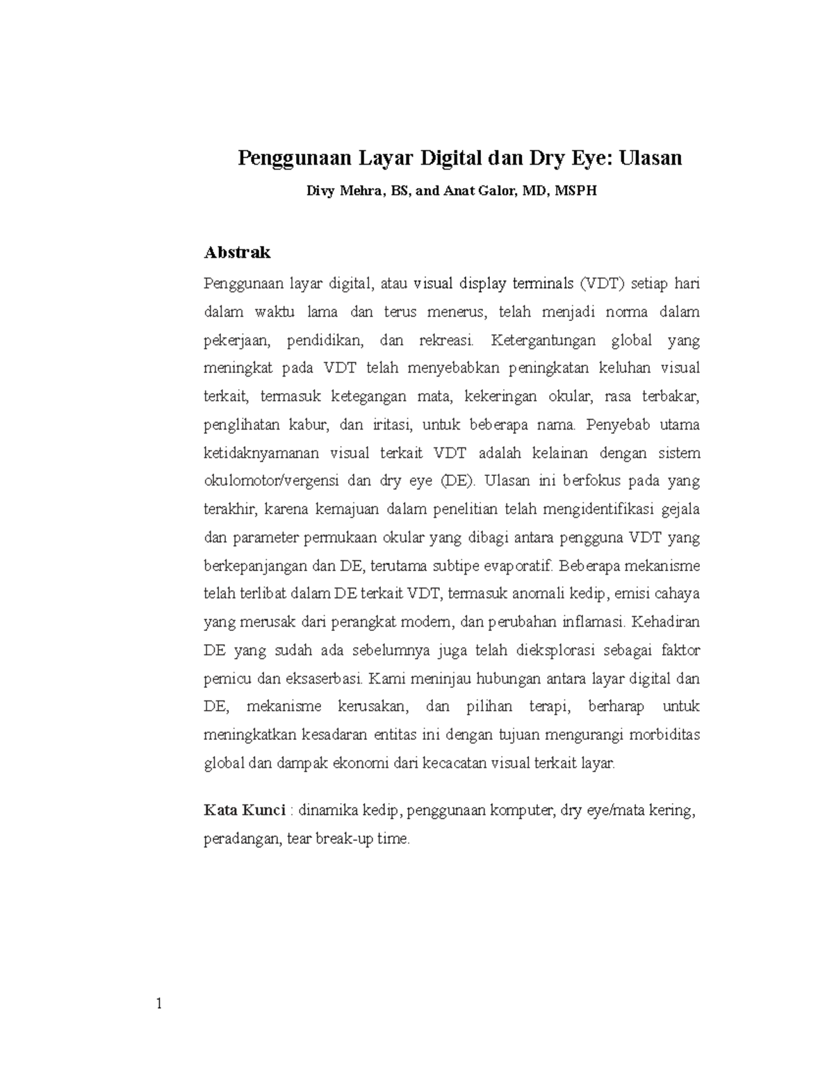 Journal Translate - jurnal mata - Penggunaan Layar Digital dan Dry Eye ...