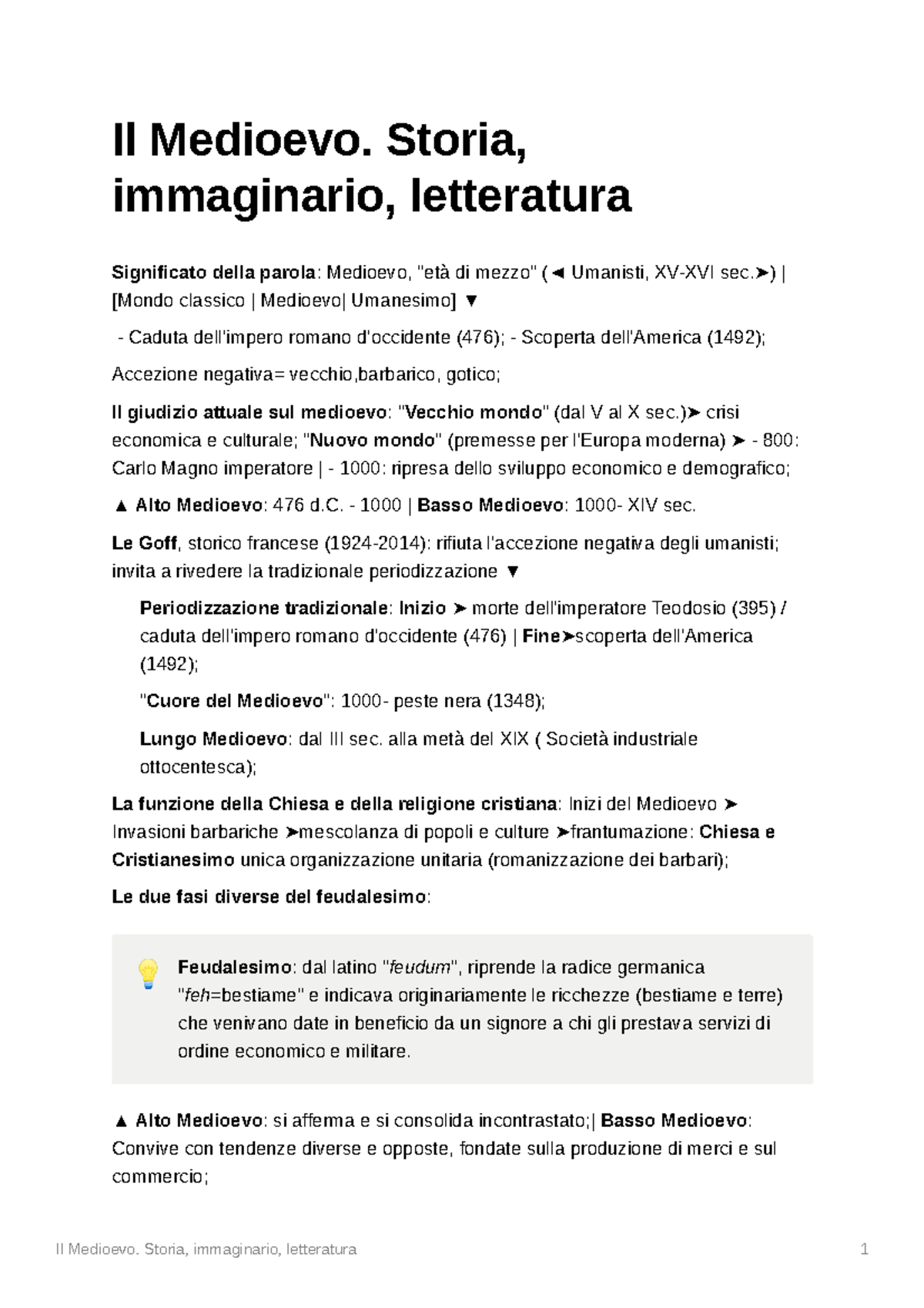il medioevo storia facile pdf