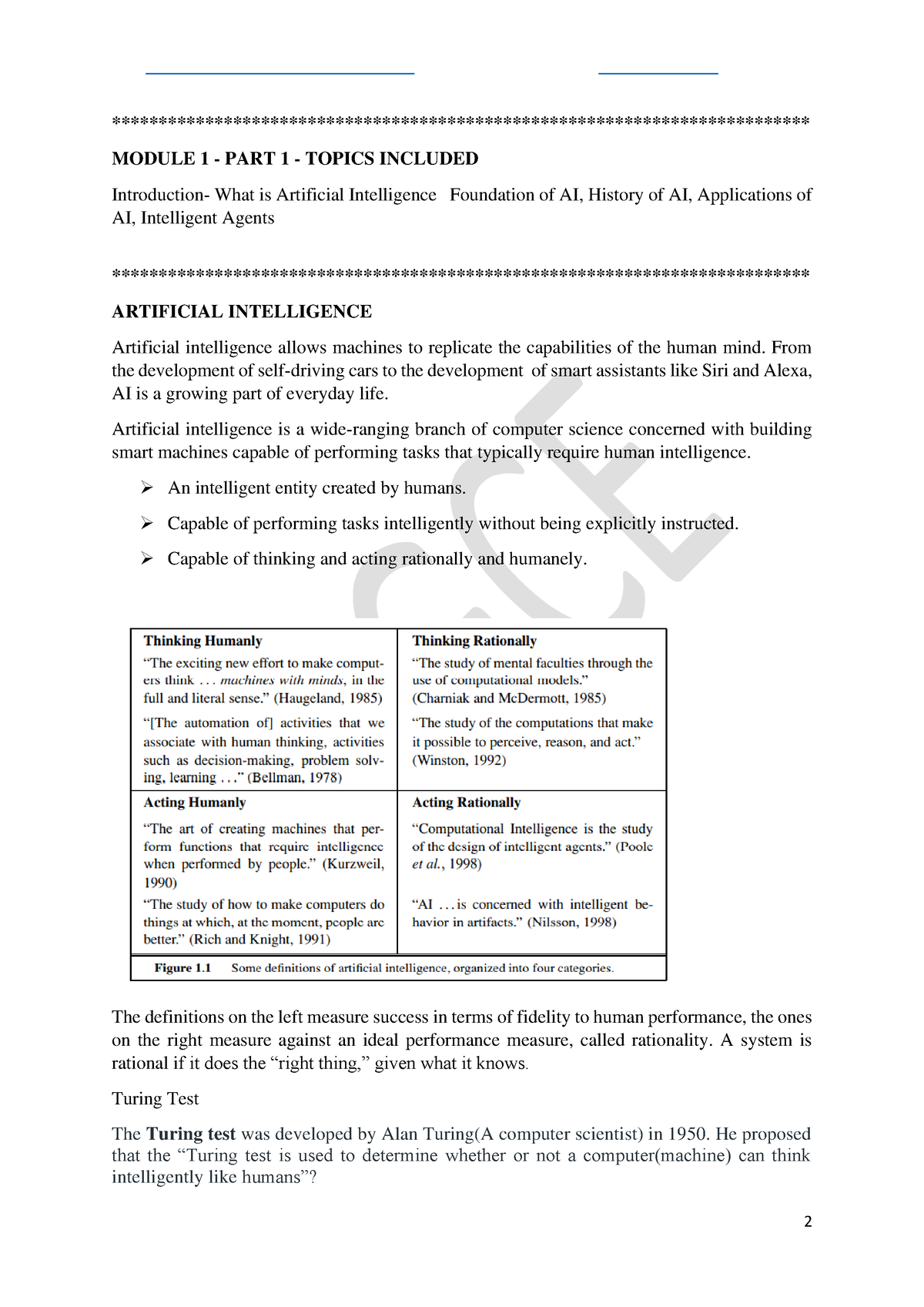 AI Module 1 - Part 1 - Note - - Studocu
