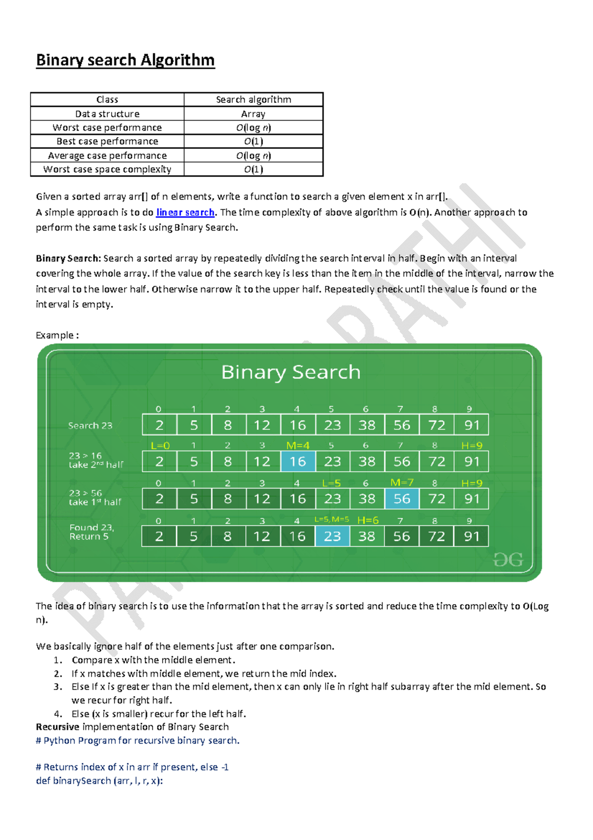 DAA Search AND Multimedia-algorithm - Binary search Algorithm Class ...