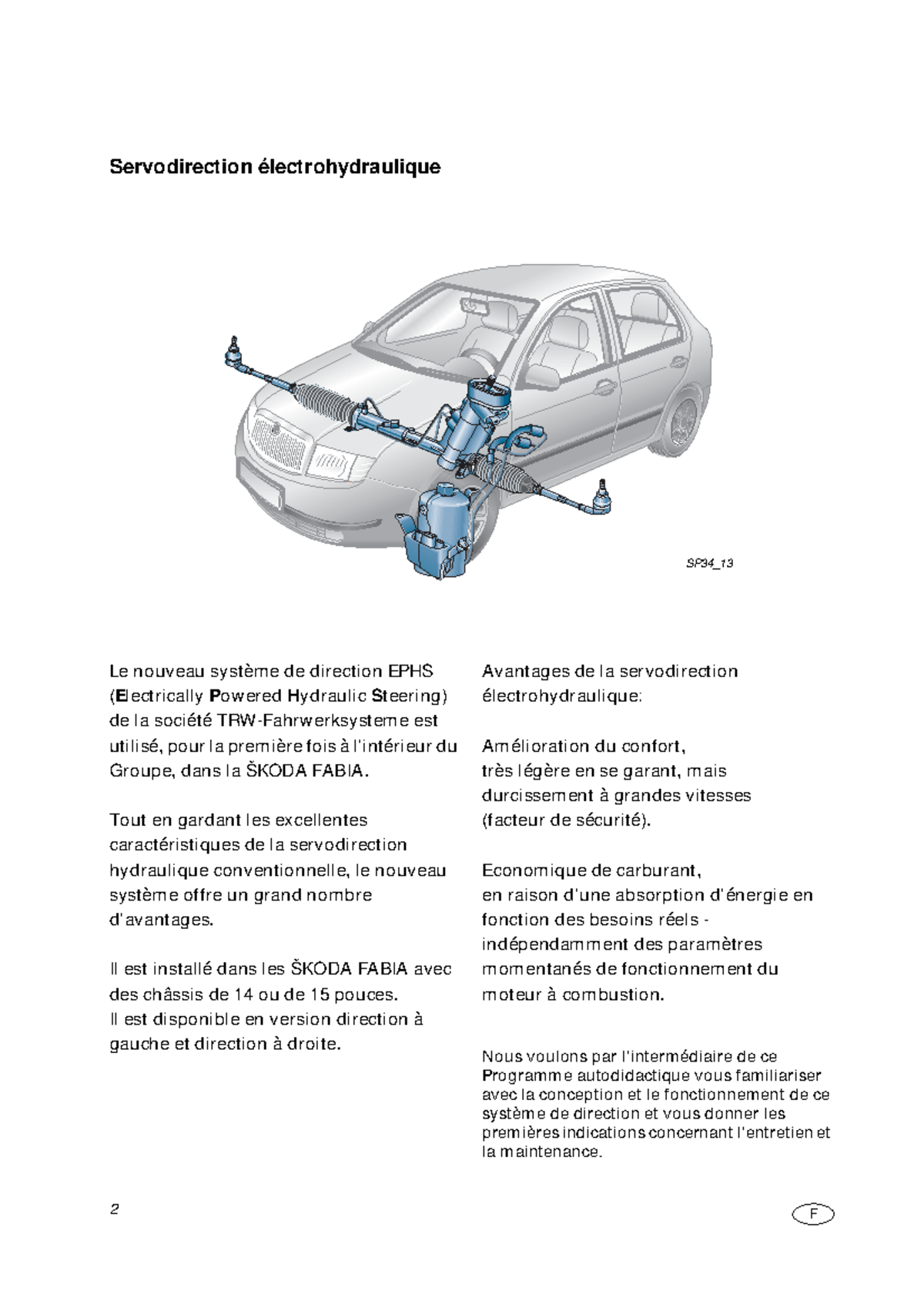 SSP 034 ŠKODA Fabia - Direction assistée électrohydraulique - 2 ...