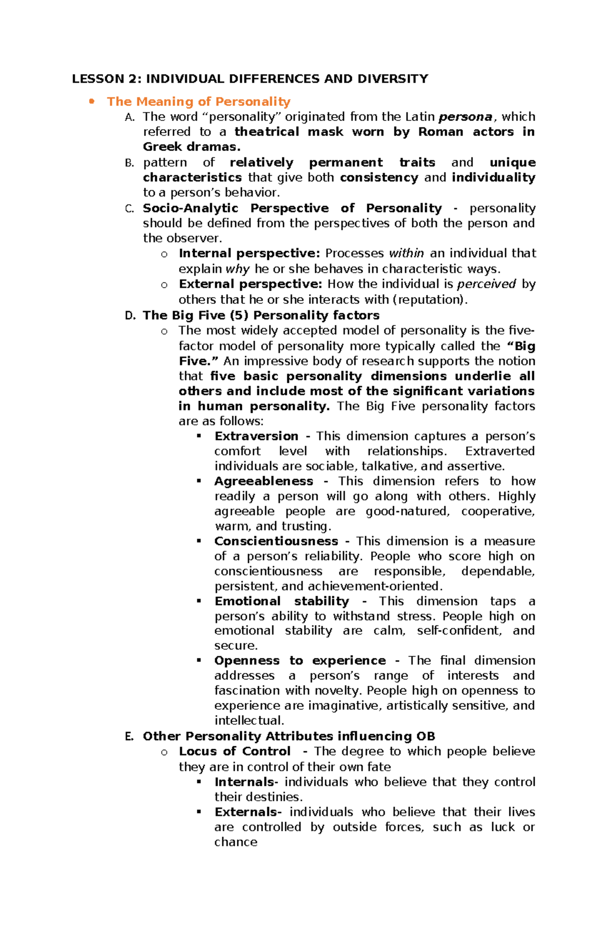 Lesson 2 - LESSON 2: INDIVIDUAL DIFFERENCES AND DIVERSITY The Meaning ...