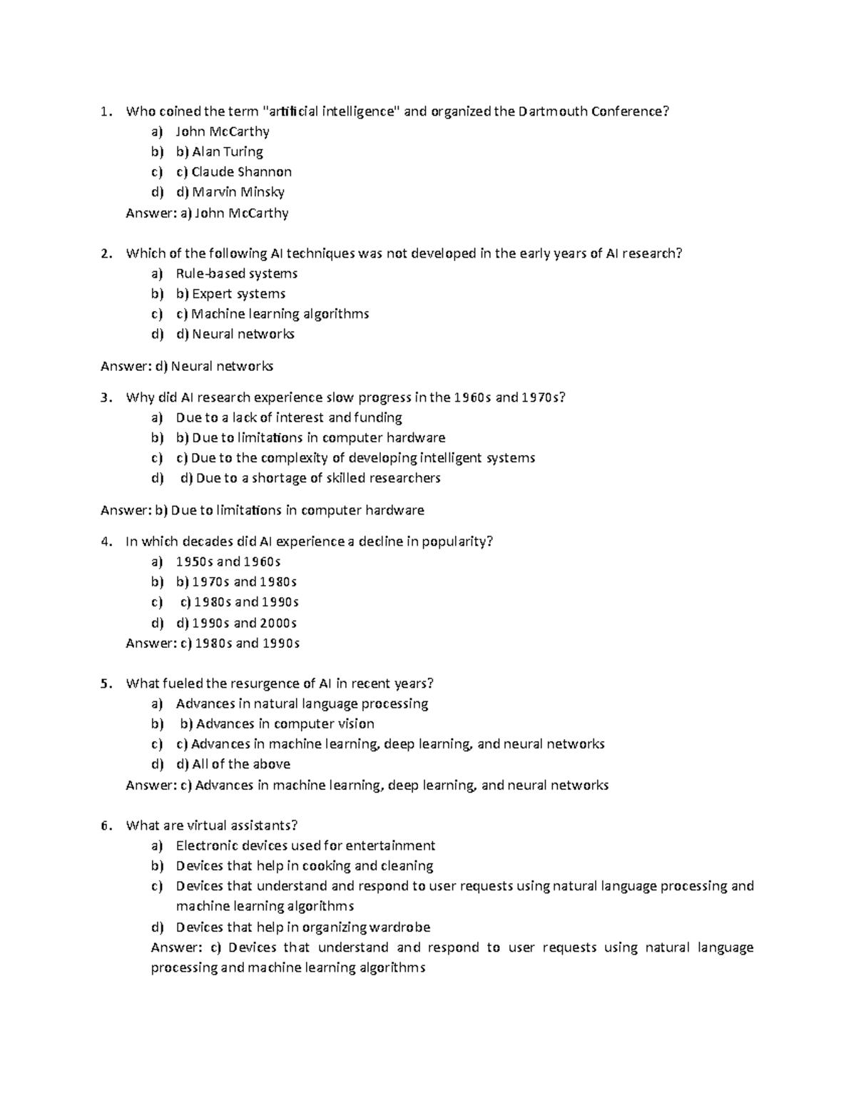 Artificial Intelligence MCQ's - Who Coined The Term "artificial ...